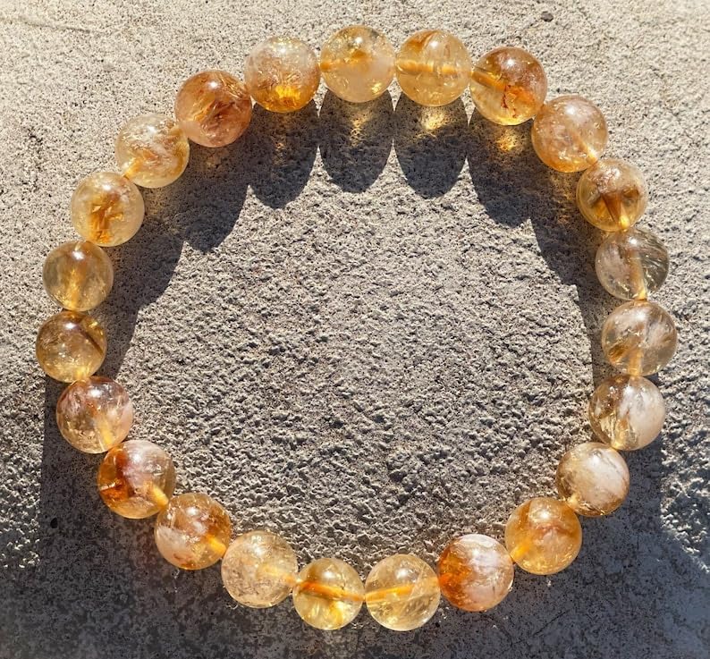 WWG Citrine Bracelet 8mm rondelle smooth 7inch Natural Gemstones Beaded Bracelets for Men Women Healing Crystal Stretch Beaded Bracelet Unisex4