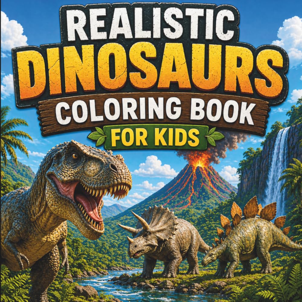 Realistic Dinosaurs Coloring Book for Kids: Fun & Educational Coloring with T-Rex, Triceratops, and More • Ages 4–10 (Real World Coloring Adventures)