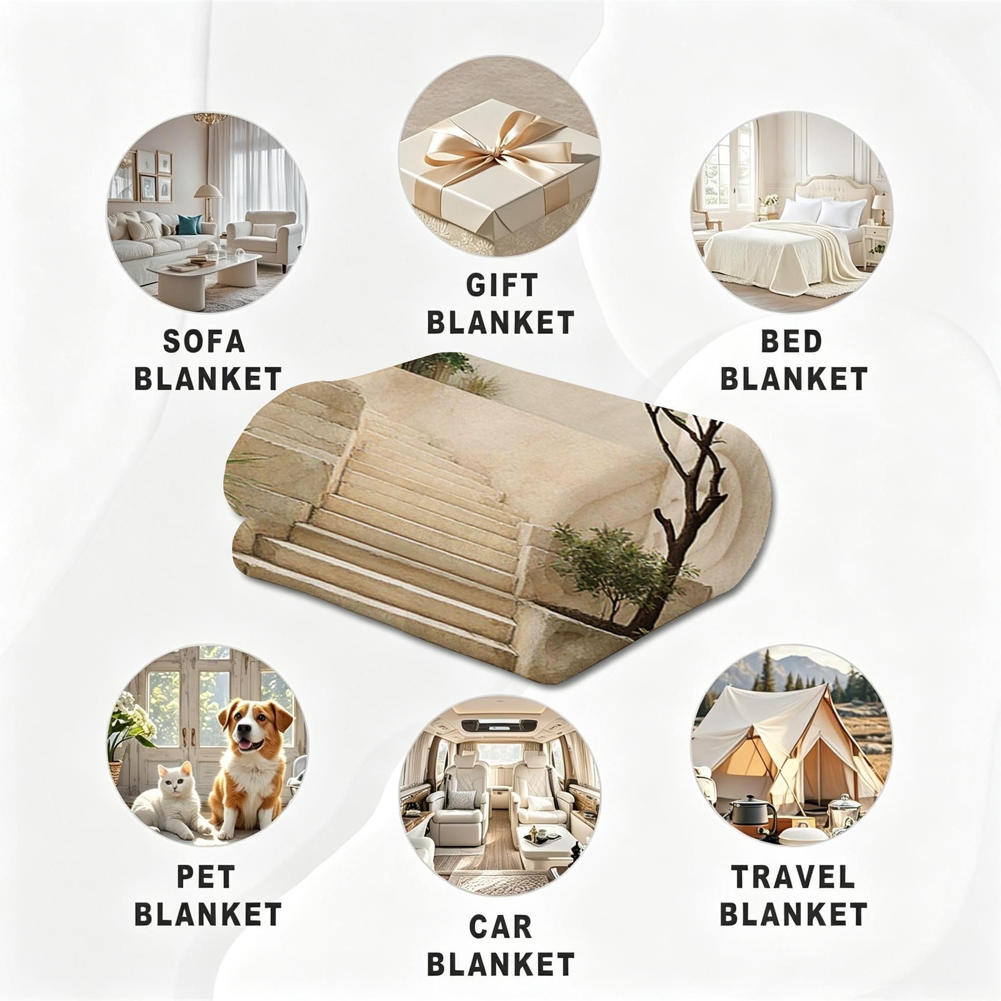 Coperta Pile Matrimoniale 240x260 cm Scala Color Beige, Coperta XXL Super Morbida Multiuso Come Copriletto o Plaid da Salotto, Calda e Leggera, Protezione dal Freddo, AW4230