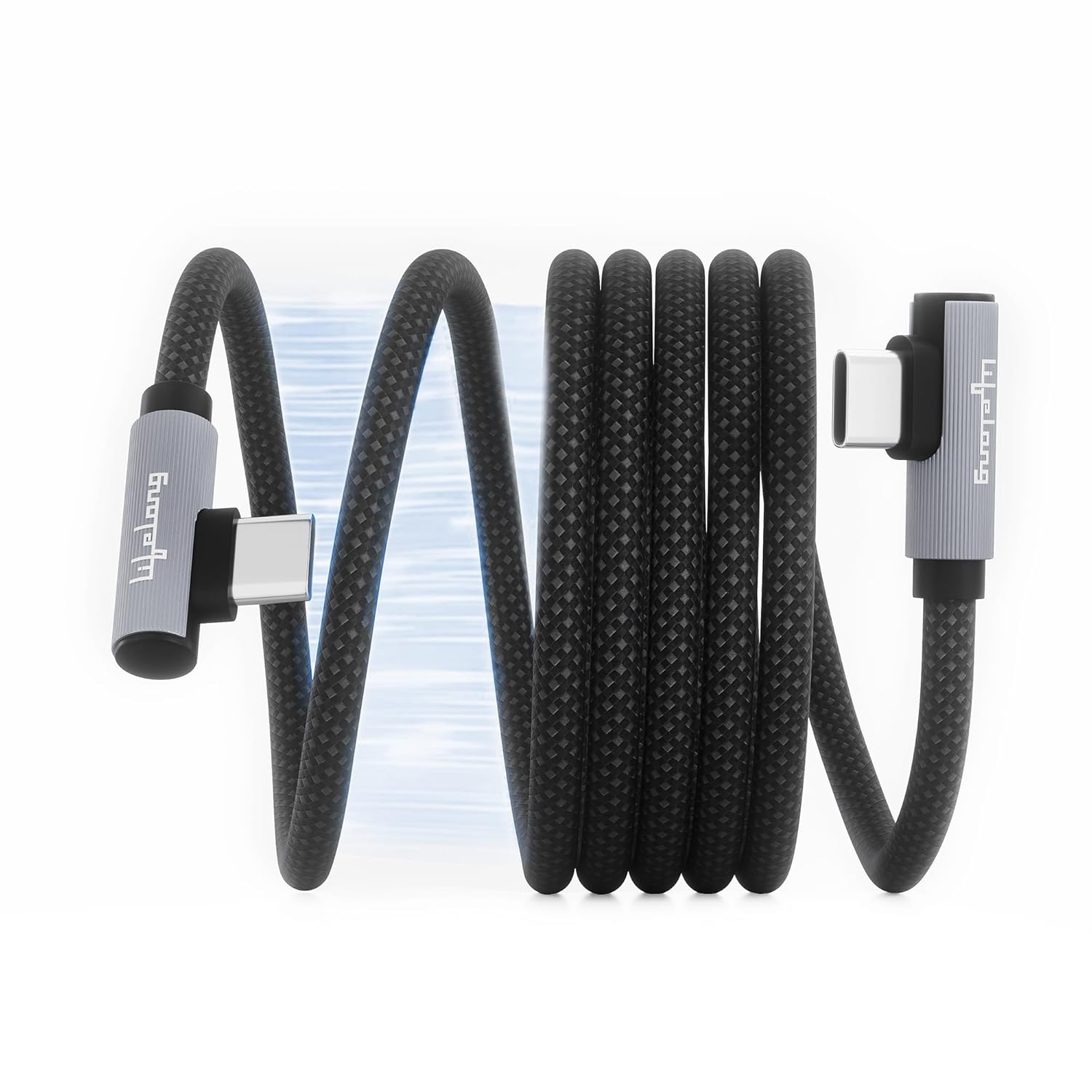 Lifelong Electronics 60W PD USB Type C to Type C Magnetic Coiled Fast Charging Cable | High Speed Data Cable | Strong Nylon Braided & Tangle Free | iPhone 16/15/14, Android, Laptop, Tablet etc | 1.25M