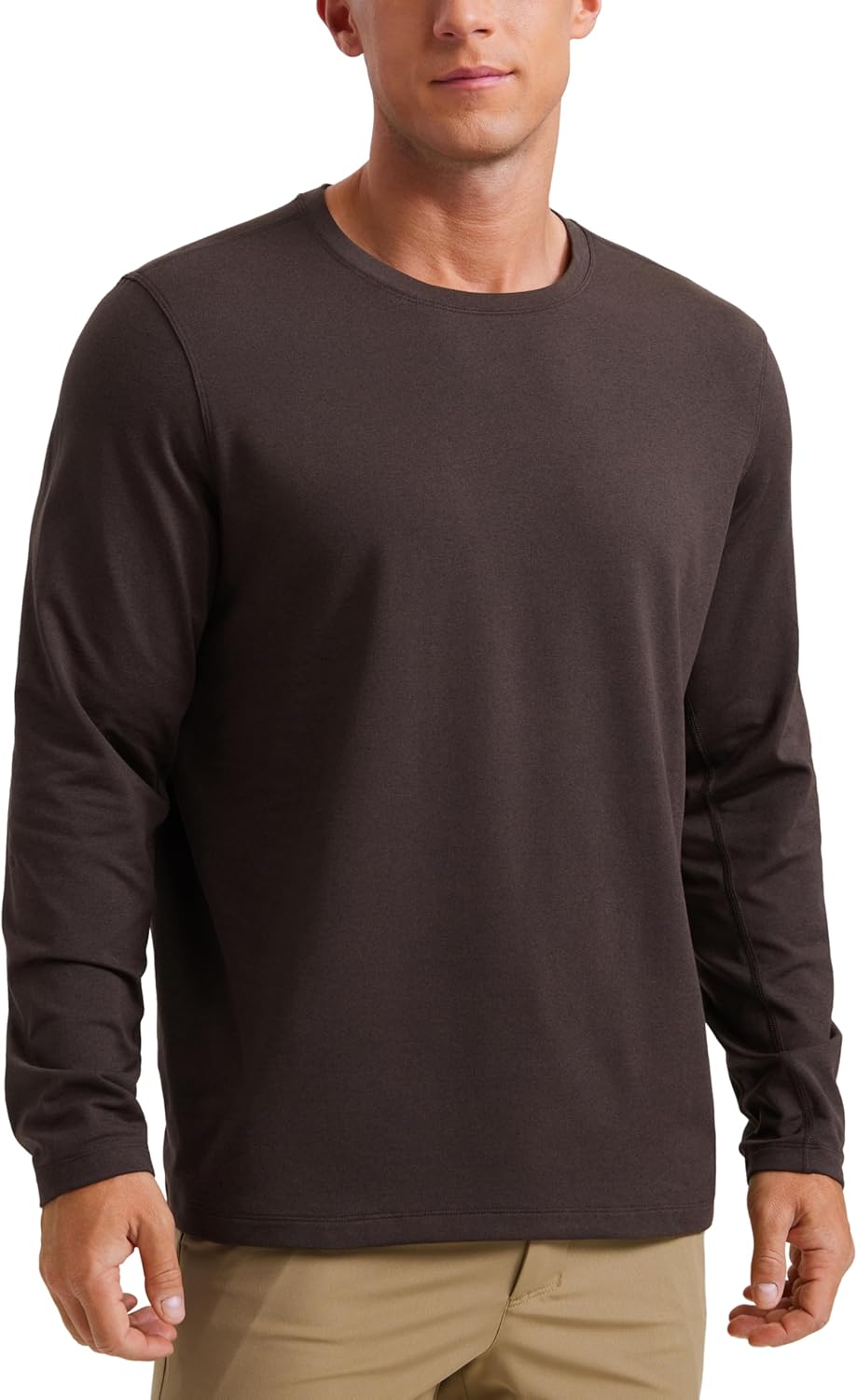 CRZ YOGA Cloud Jersey Long Sleeve Shirts for Men - Crewneck Breathable Casual Workout T-Shirts Soft Basic Tops