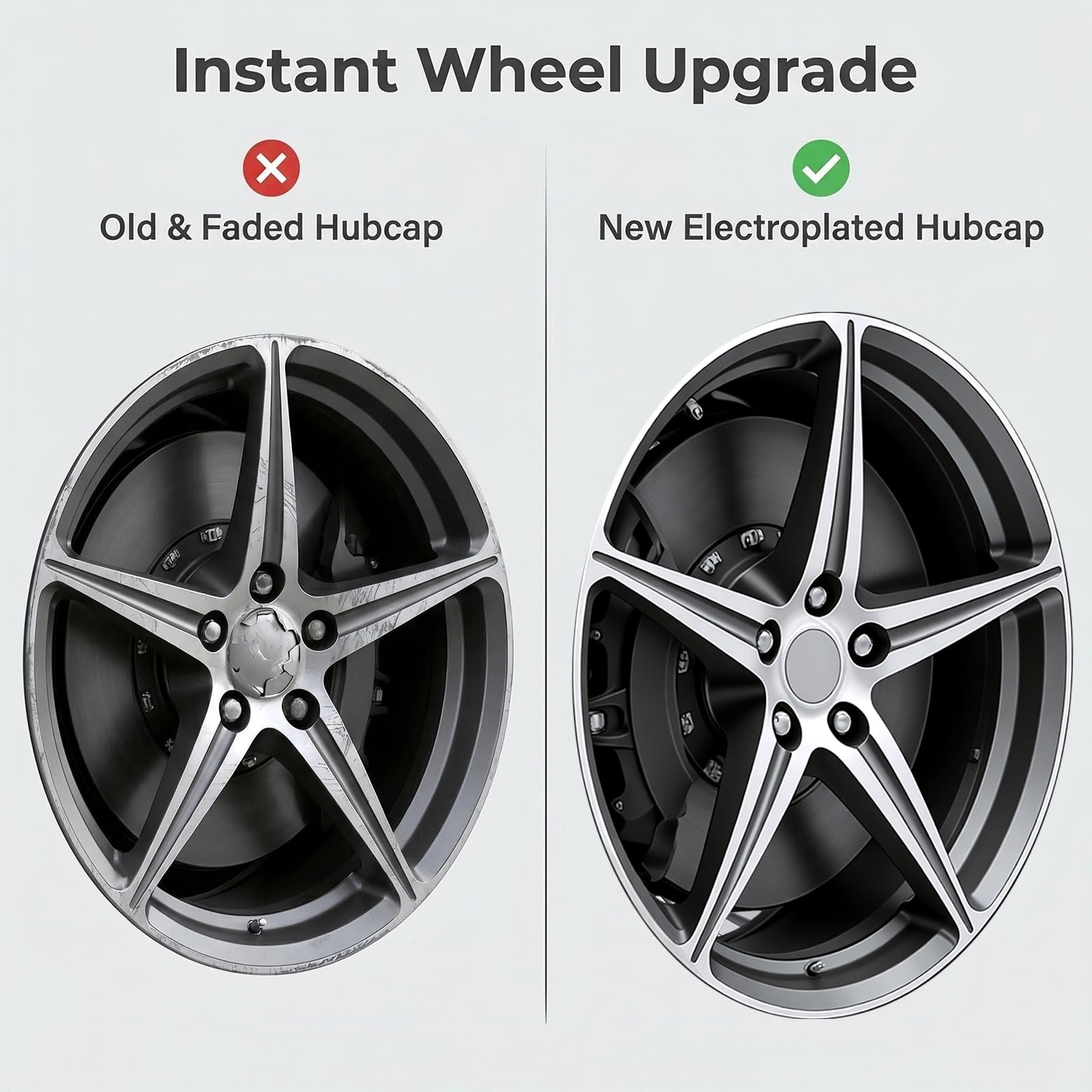 Radkappen,Felgenkappen,Nabenkappen,Nabendeckel OD 60mm ID 56mm, Felgenkappen aus ABS-Kunststoff, Universal Nabenkappen für Autos, 4 Stück, langlebige Nabenabdeckung, einfache Installation, Silber
