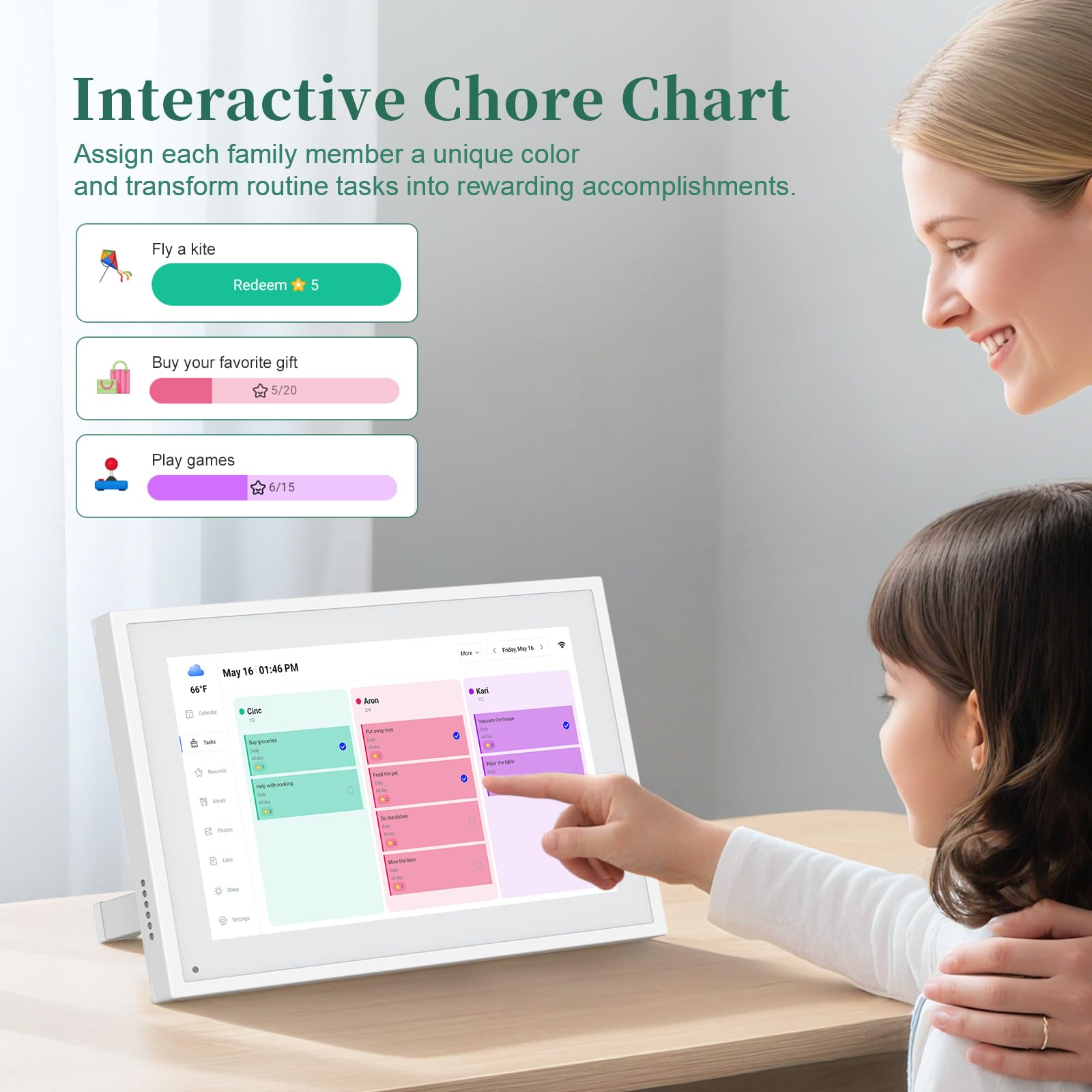Smart Digital Calendar 10 1 HD Smart Touch Screen Home Interactive Electron Calender WiFi Planner Meal Schedule Duty — view 5