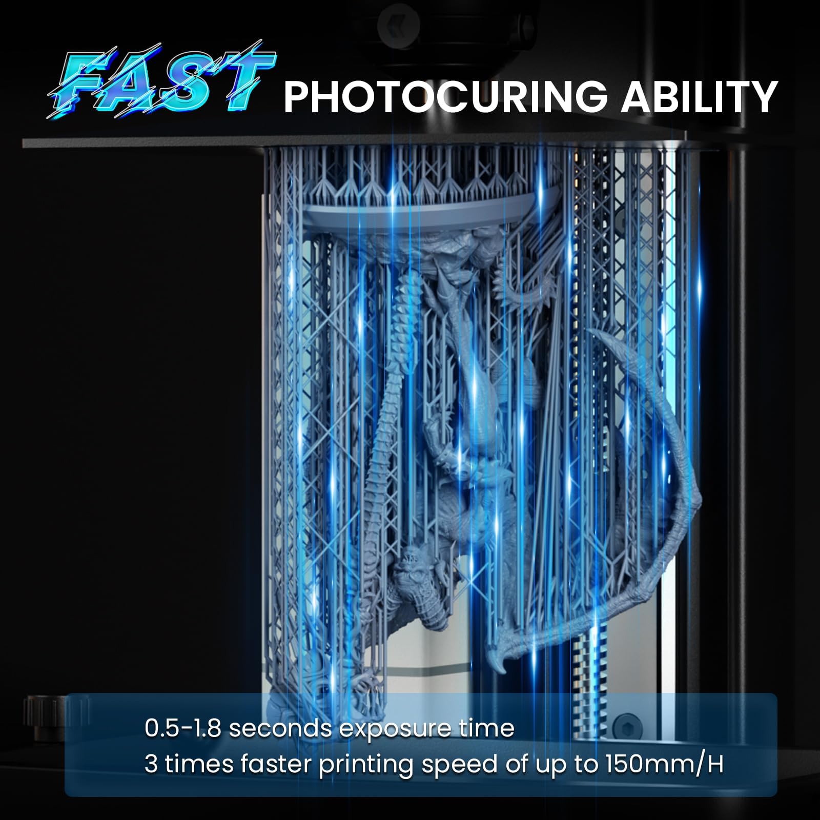 ELEGOO RAPID Resina Fotopolimerica 405nm a Polimerizzazione UV per Stampanti LCD 3D, Polimerizzazione Rapida, Alta Precisione, Grigio 1000g