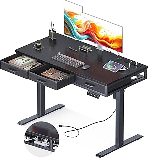 AODK 昇降デスク 電動 昇降式 幅120*54*78 昇降式 ゲーミングデスク メモリー機能 パソコンデスク 衝突検知 コンセント付き 机 電動昇降 静音 オフィスデスク 引き出し 組立簡単 高さ調節デスク ブラック