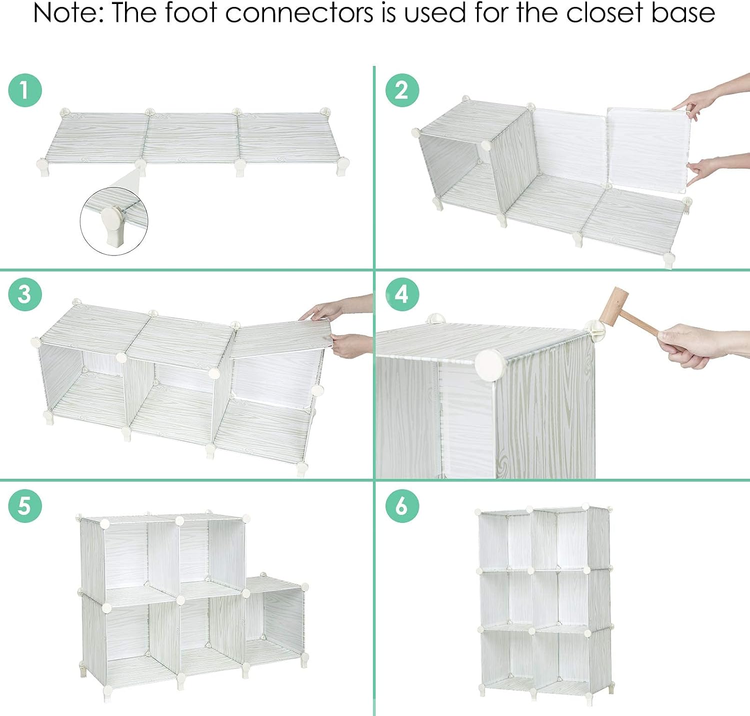 TomCare Cube Storage 6-Cube Closet Organizer Storage Shelves Cubes Organizer DIY Plastic Closet Cabinet Modular Book Shelf Organizing Storage Shelving for Bedroom Living Room Office, Black