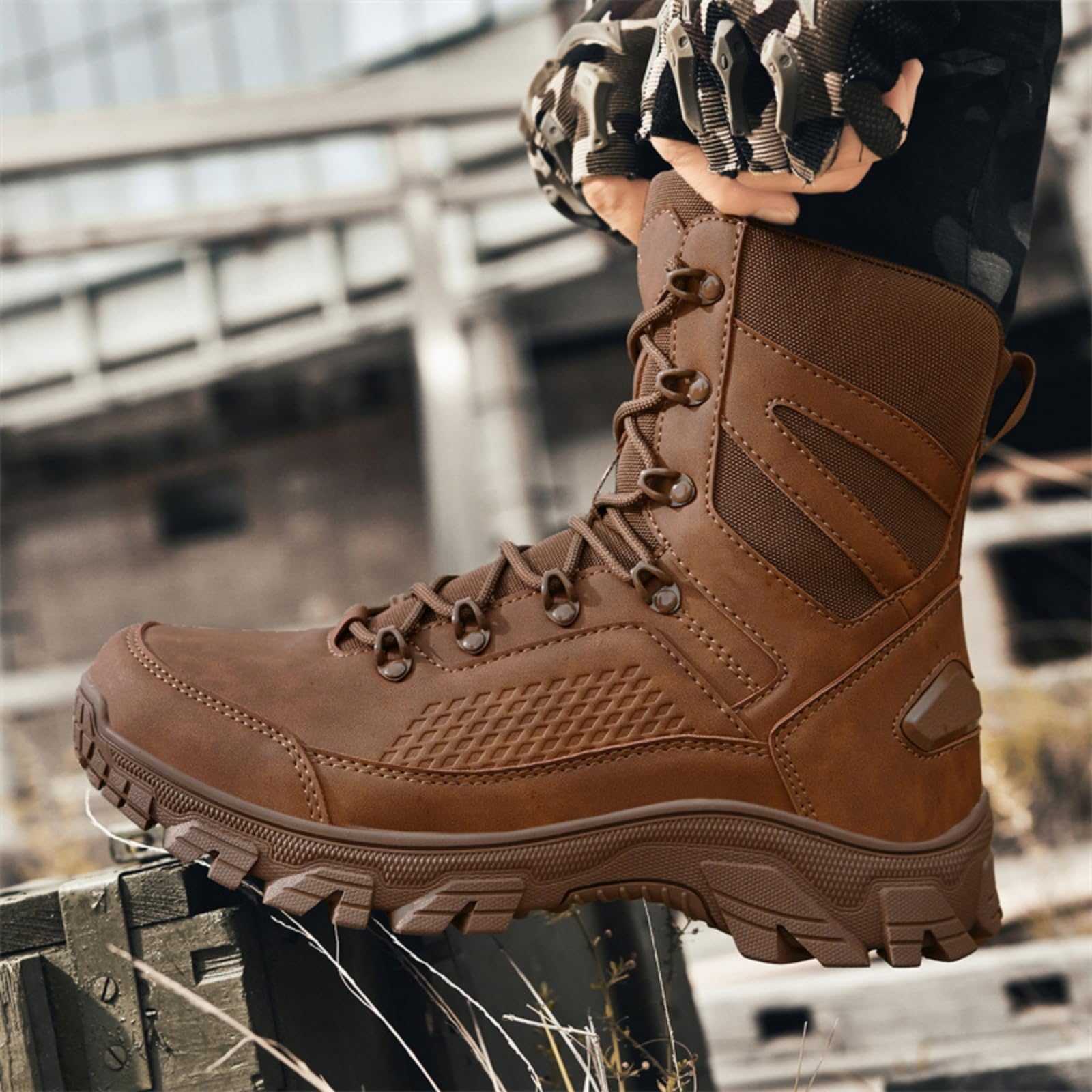 Botas Tácticas Militares Hombre Cremallera Lateral para Senderismo