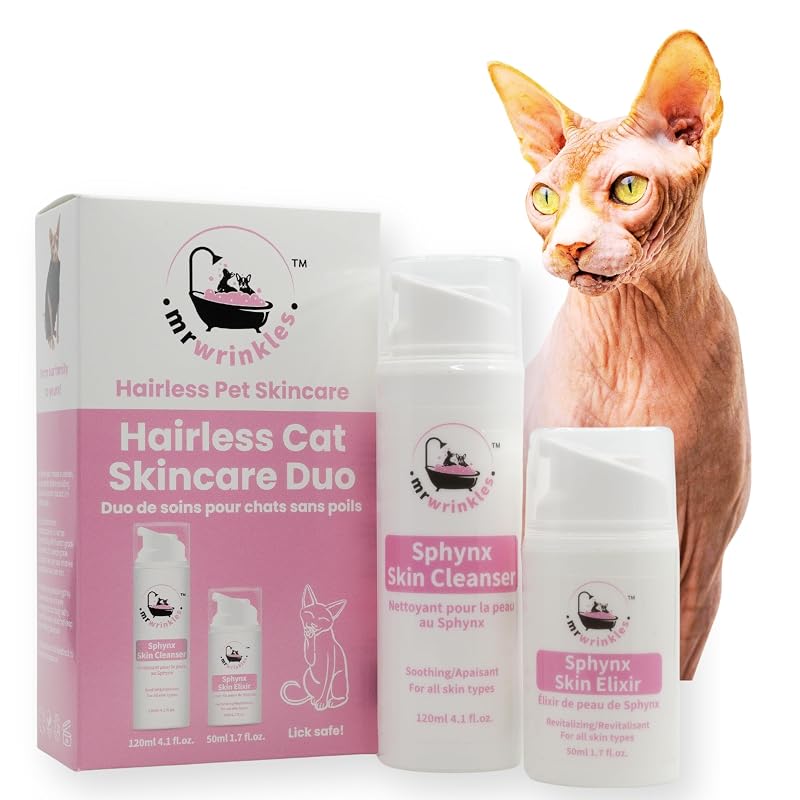 Shampoo para Gatos Sphynx MR WRINKLES com Cleanser e Elixir Hidratante CAT_KIT_DUO – Kit com 2