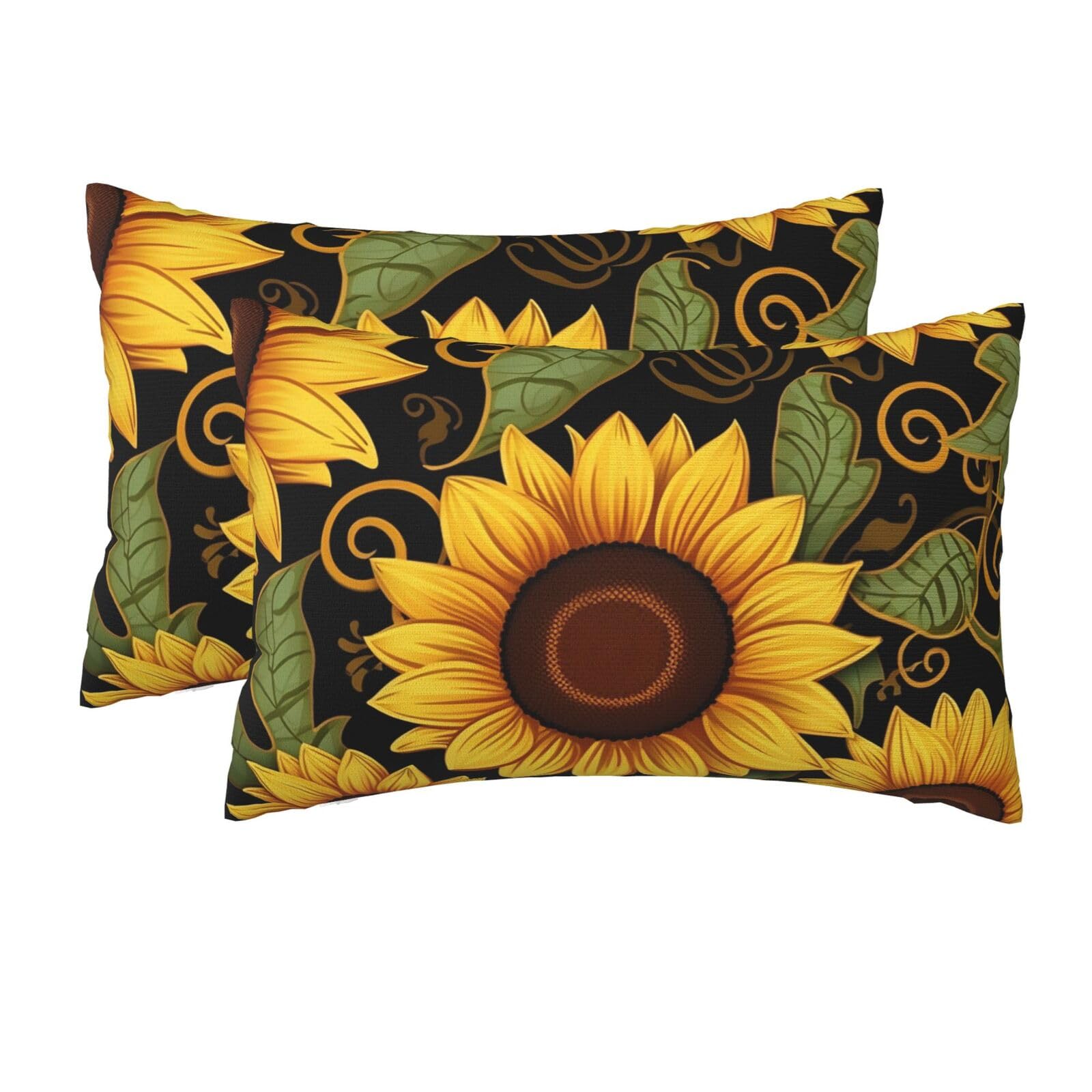2 Pack Queen Size Pillow Cases for Hair and Skin Soft Breathable Pillow Case Covers with Hidden Zipper Beautiful Sunflower Pillowcase 20x30 Inches Pillow Cover for Sleeping Gift