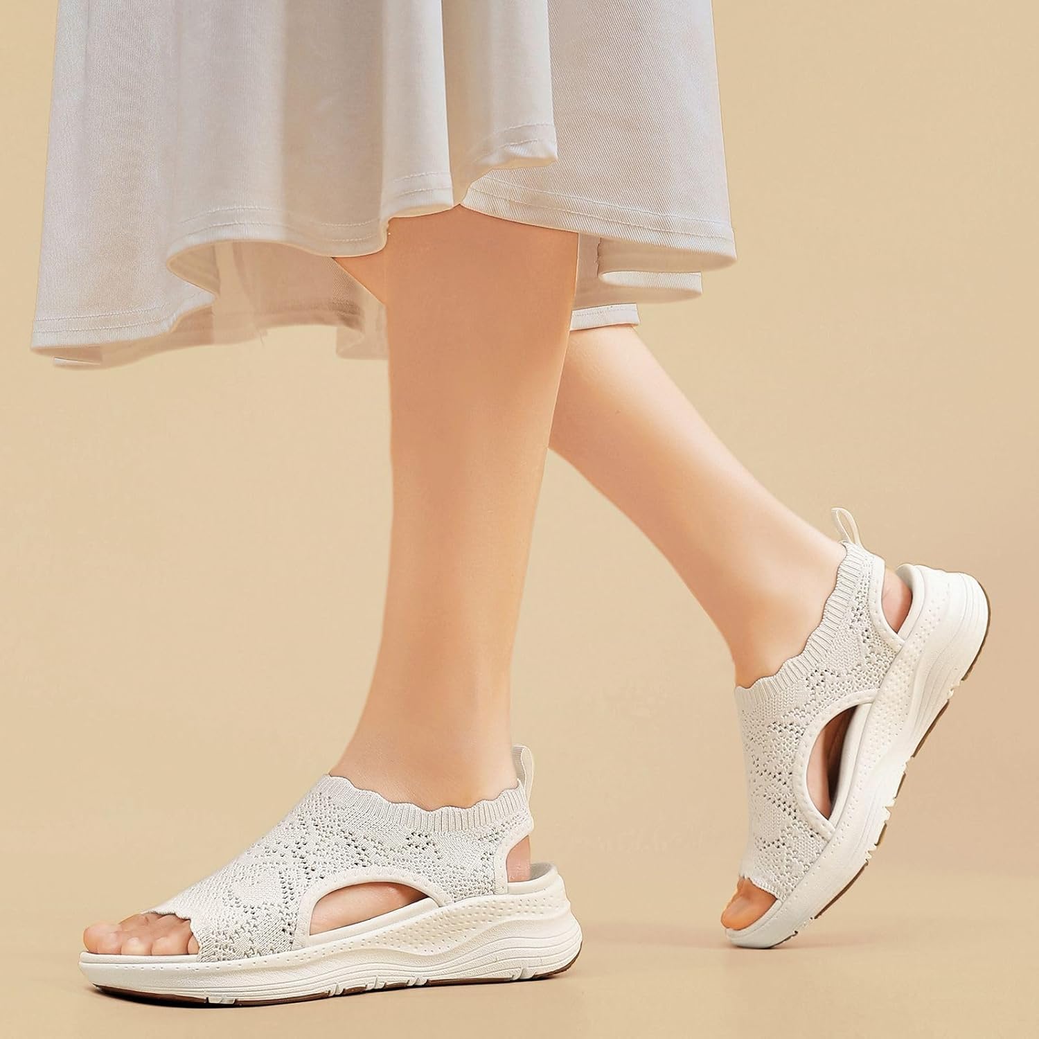 Womens Orthopedic Walking Sandals Arch Support Comfort Slip-On Sport Sandals Open-Toe Athletic Sandals for Plantar Fasciitis Summer Beach Casual - Image 2