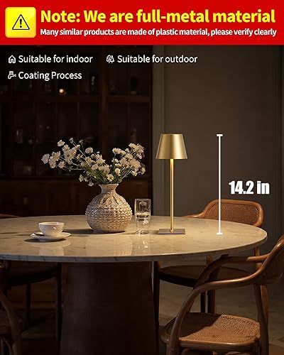 Vista 54 de KDG Paquete de 2 lámparas de mesa inalámbricas, lámpara de escritorio LED portátil, funciona con batería de 4000 mAh, atenuación continua de 3