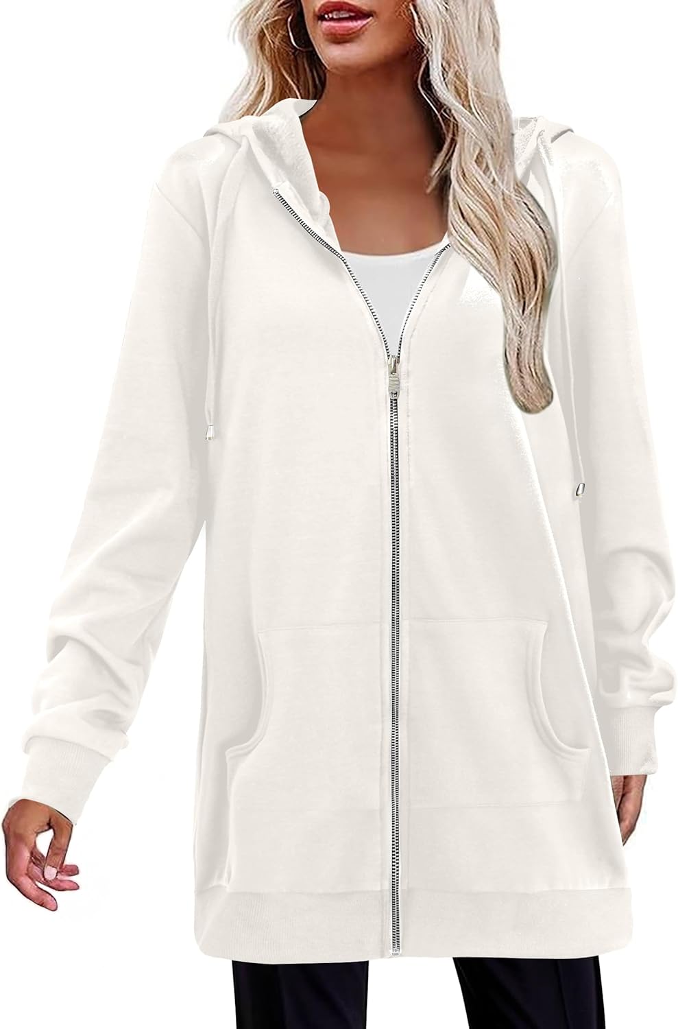 Zeagoo Women's Zip Up Hoodies Long Tunic Sweatshirts Oversized Fleece Casual Long Sleeve 2026 Fall Hoodie Jacket Coat - Image 4