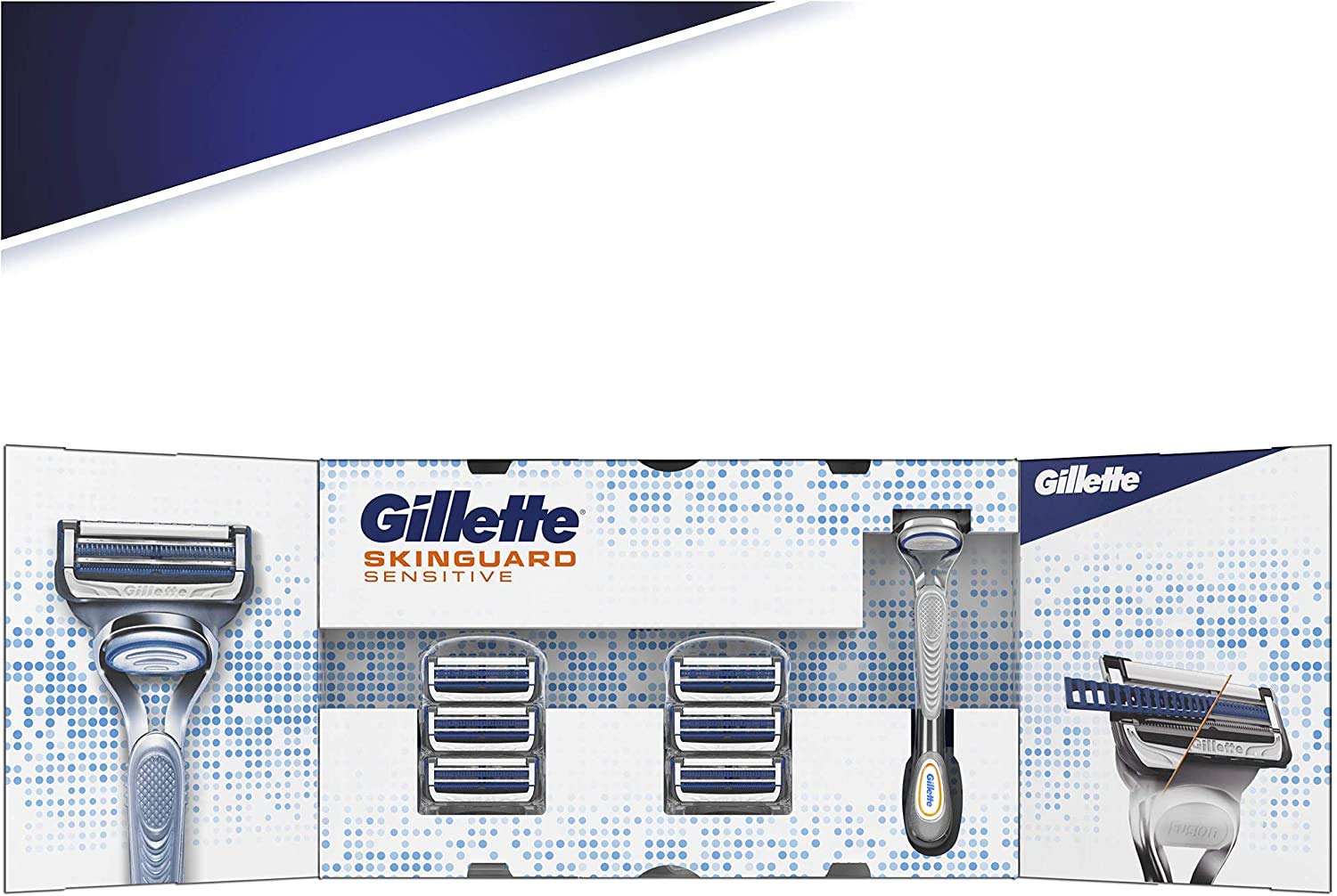 Gillette SkinGuard Sensitive Rasierer Herren, klinisch getestet für empfindliche Haut, Rasierer + 6 Rasierklingen
