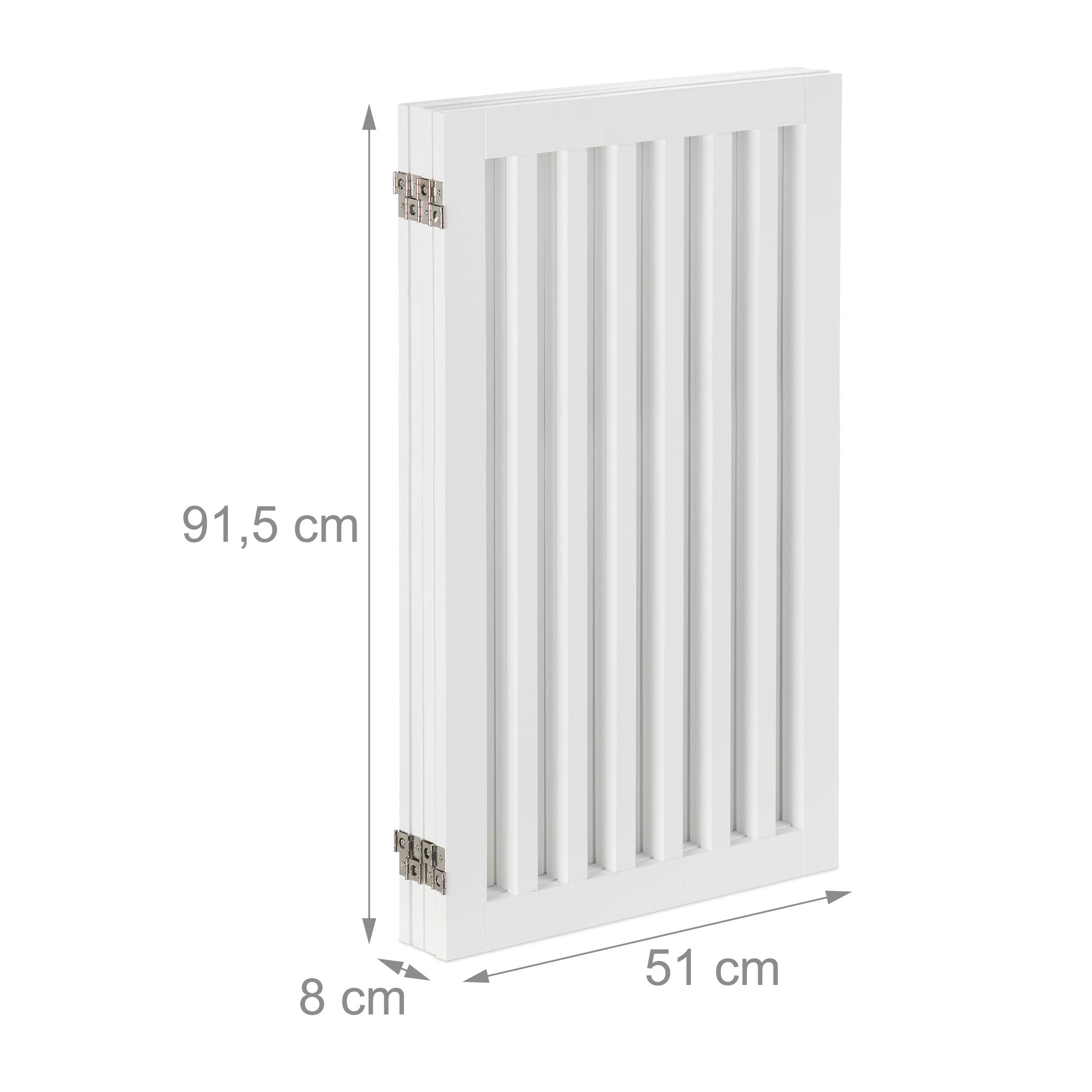 Relaxdays Barrera de Seguridad para Perros, Ajustable, 4 Paneles, Reja Protectora Mascotas, 91,5x204,5 cm, MDF, Blanco