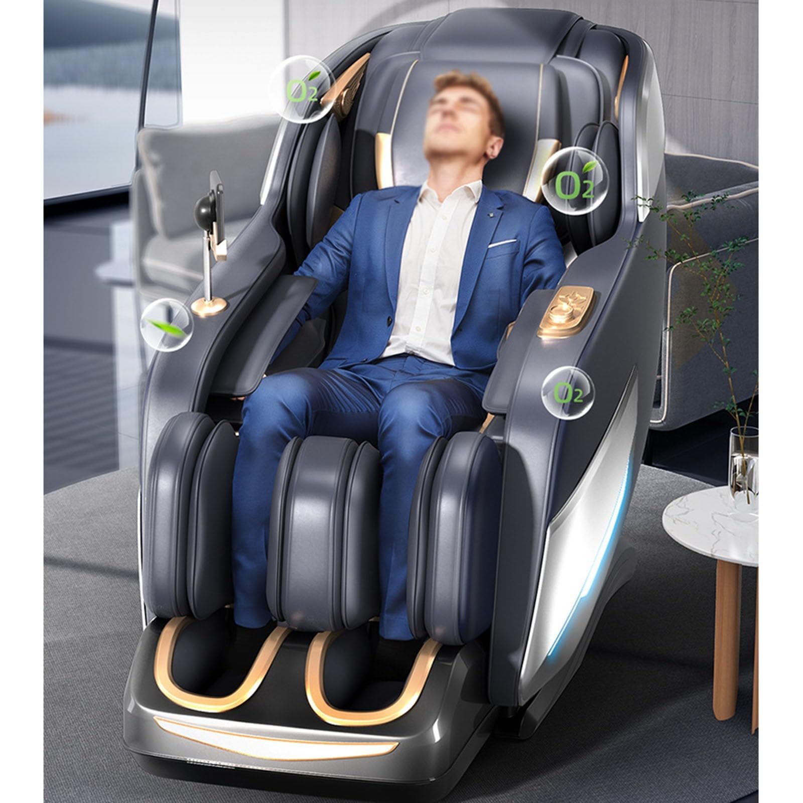 Sedia Da Massaggio Posteriore, piede Lombare Testa Collo E Spalla Massaggio Zero Gravity Recliner Connessione Bluetooth Anziani Touch Screen Commuter