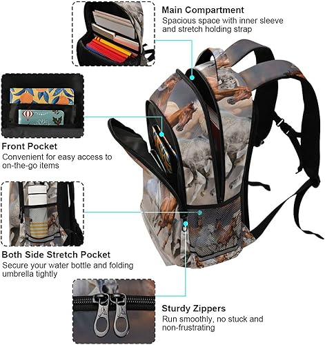 Miniatura 4 de Mochilas de caballo Mochila escolar Caballos Niños Bolsas escolares 3D Animal Print Estudiante Primaria 3rd 4th 5th Grade, B001, Mochila