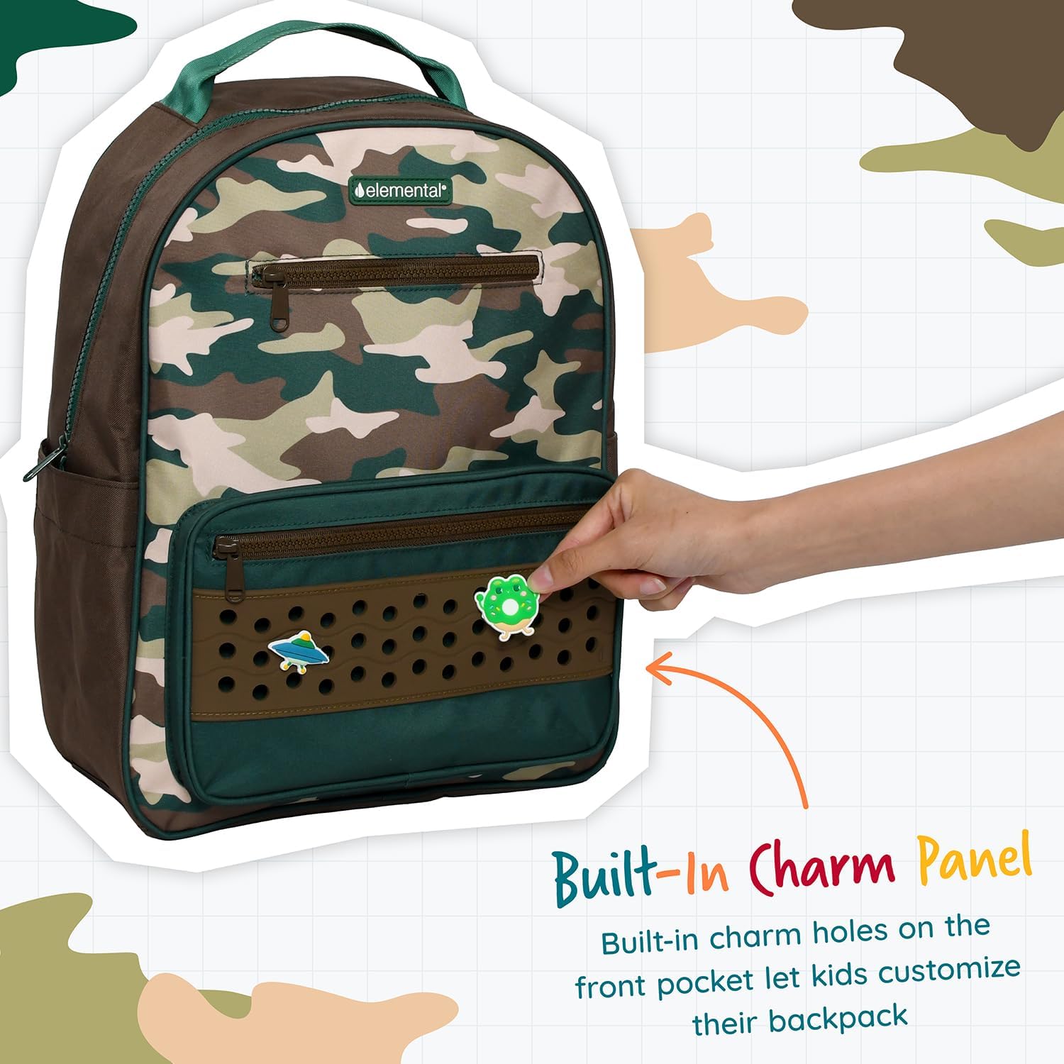 Elemental Kids 15 Inch Green Camo