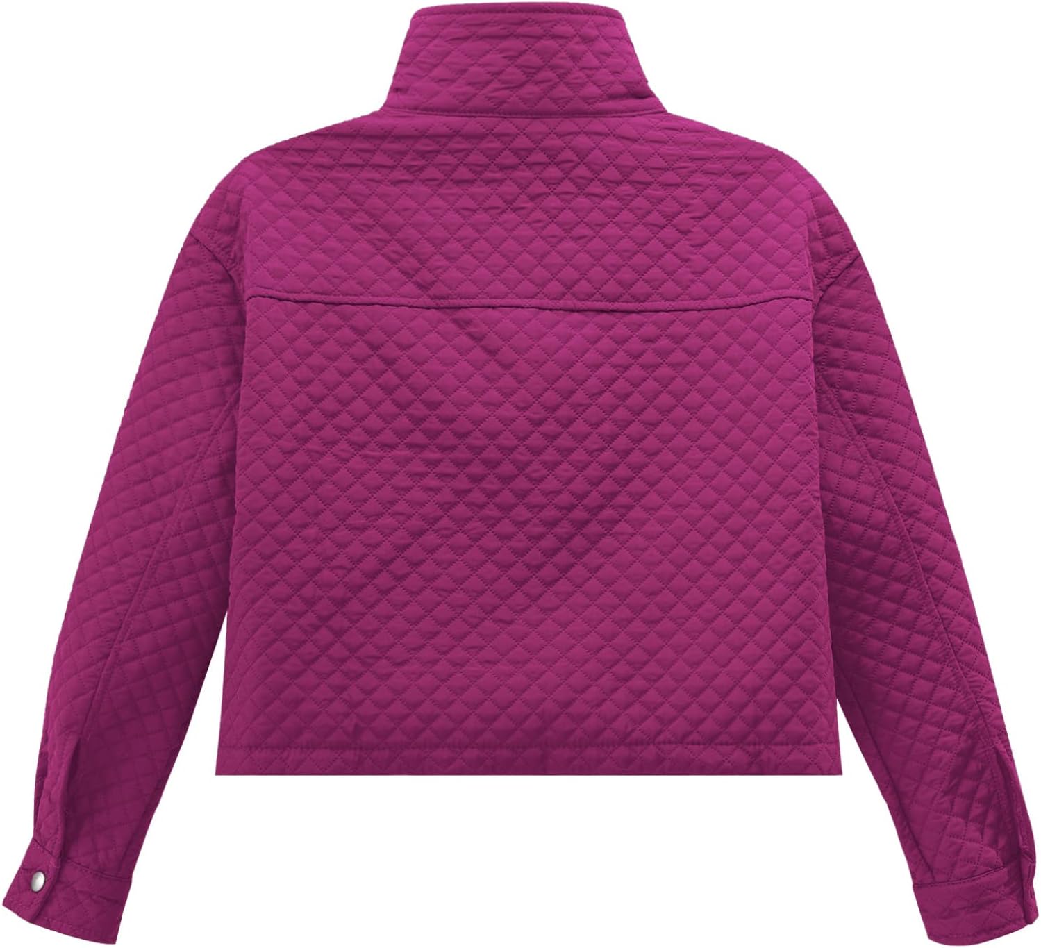 JanJean Women Long Sleeve Quilted Bomber Jacket Turtleneck Solid Cropped Coat Weekend Clubwear