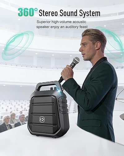 Miniatura 9 de SHIDU 100W Powerful Voice Amplifier with 2 Wireless Microphones, Portable Speaker with Microphone, PA System with Sound Effects, Karaoke Machine