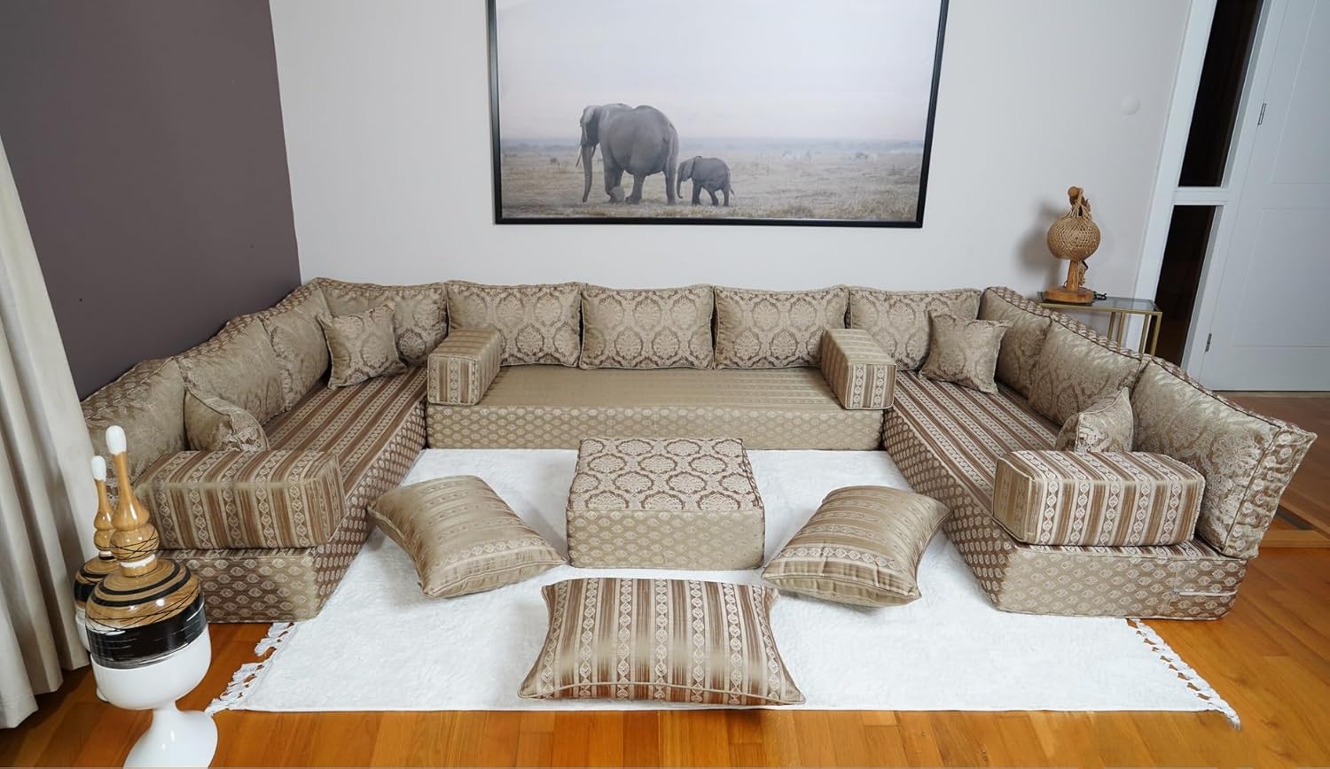 arabicsofa Traditional Arabic Floor Seating Couch – Handmade Moroccan Style Floor Cushions for Guest Room