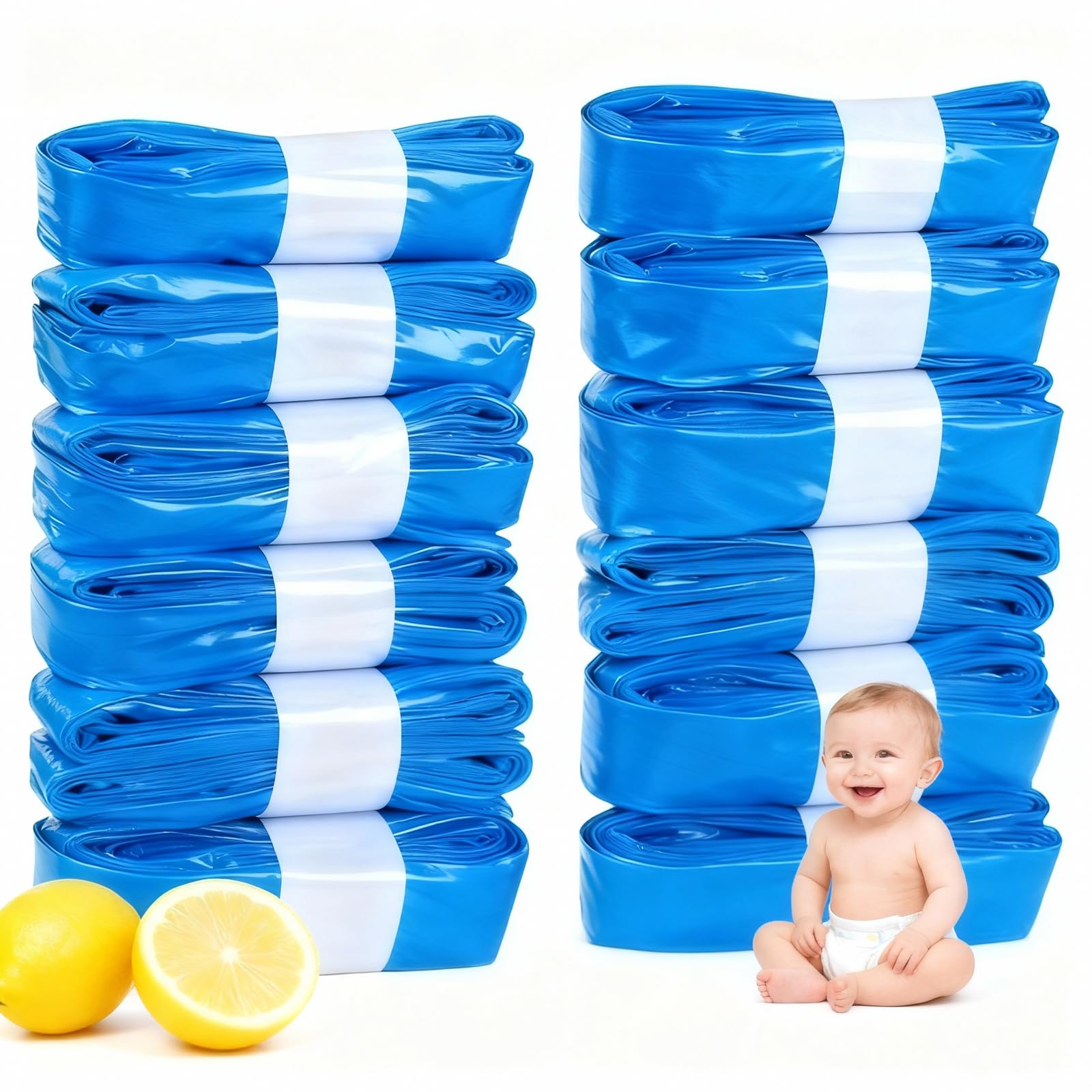 12 Piezas Recambios Cubos de Pañales, 4,5M Papelera Pañales Bolsas Bebe Compatible con el Contenedor de Pañales Tommee Tippee Sangenic Tec Simplee Sangenic Twist & Click Papelera