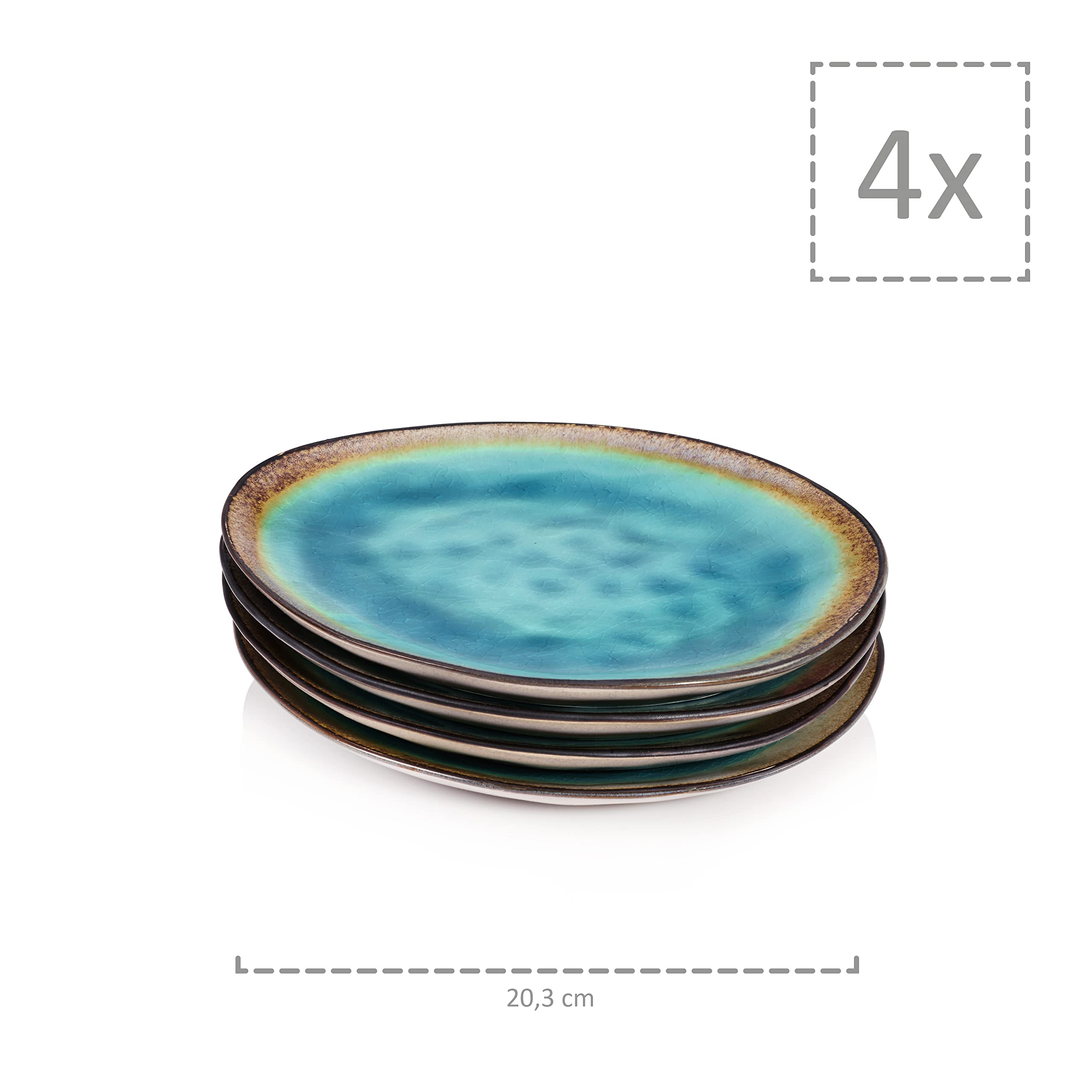 Sänger | Kaffeeservice Capri aus Steingut, Kaffeetassen Set für 4 Personen, Kaffeebecher, Untersetzer, Teller, Kaffee Tassen Sets 12-teilig, Kaffeebecher Set mit Steingut Becher | PREMIUM COLLECTION