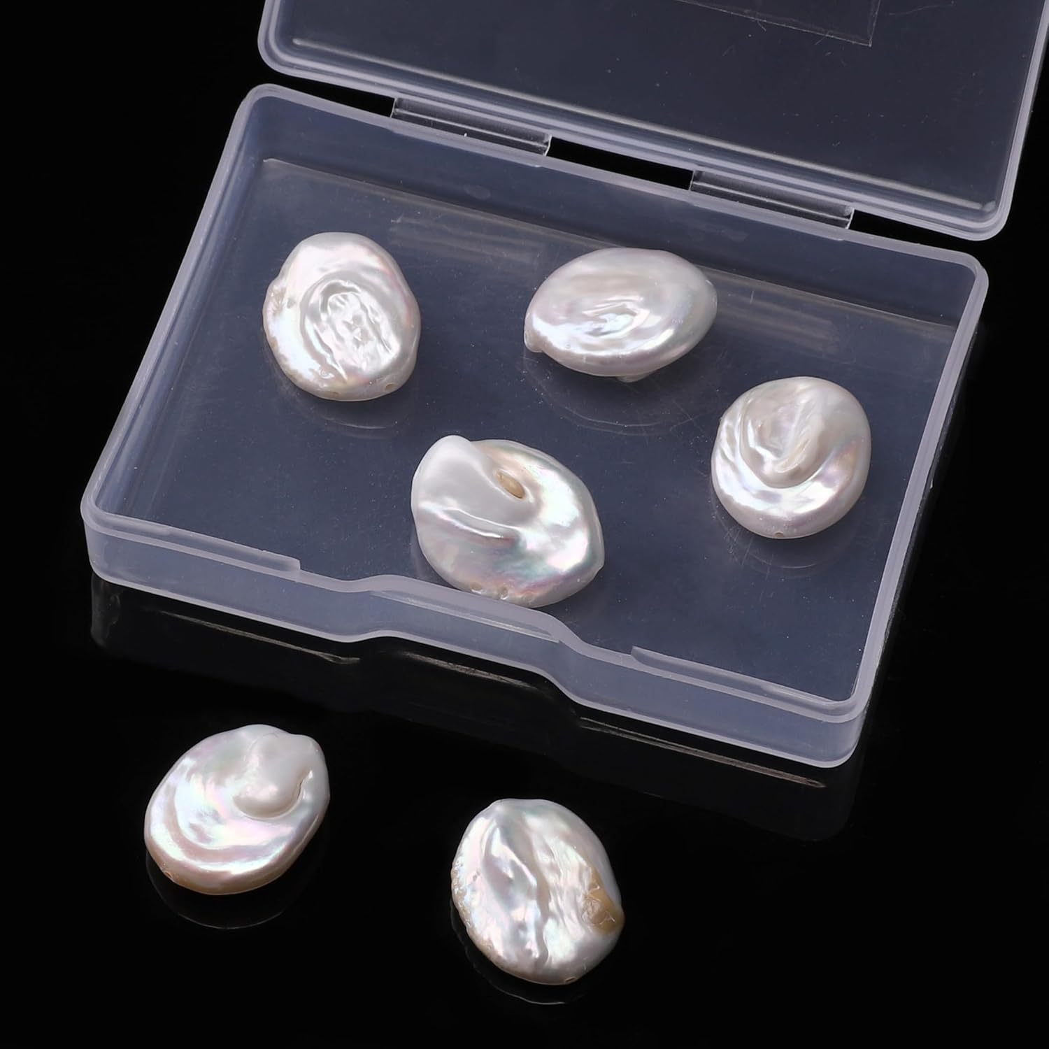 Natural Irregular Button Freshwater Pearl Beads 17-19mm 6pcs Baroque Cultured Loose Gemstone Beads for DIY Jewelry Making - Image 2