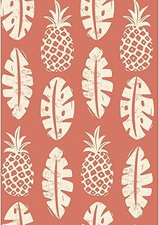 RoomMates RMK11982RL Coral and White Pineapple Block Print Peel and Stick Wallpaper - Buy now