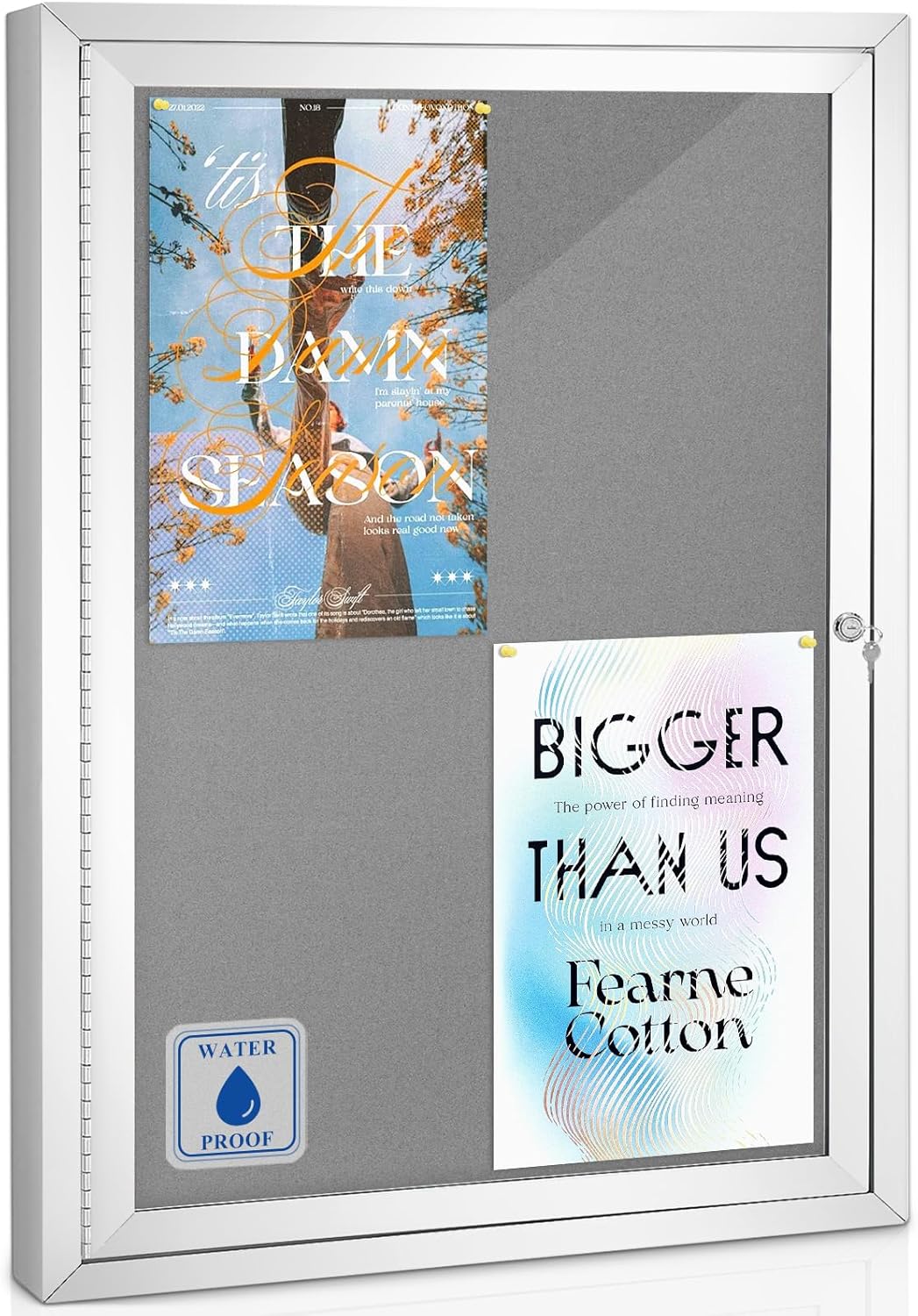 Swansea Enclosed Bulletin Board Grey Felt Displays Boards Weather Resistant Wall Mounted Notice Case,28x20inches 28x20 inches Greyfelt