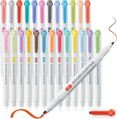 maikedepot Resaltadores suaves reales, 5 rotuladores de colores fluorescentes, resaltador de doble extremo, cincel de colores surtidos y puntas