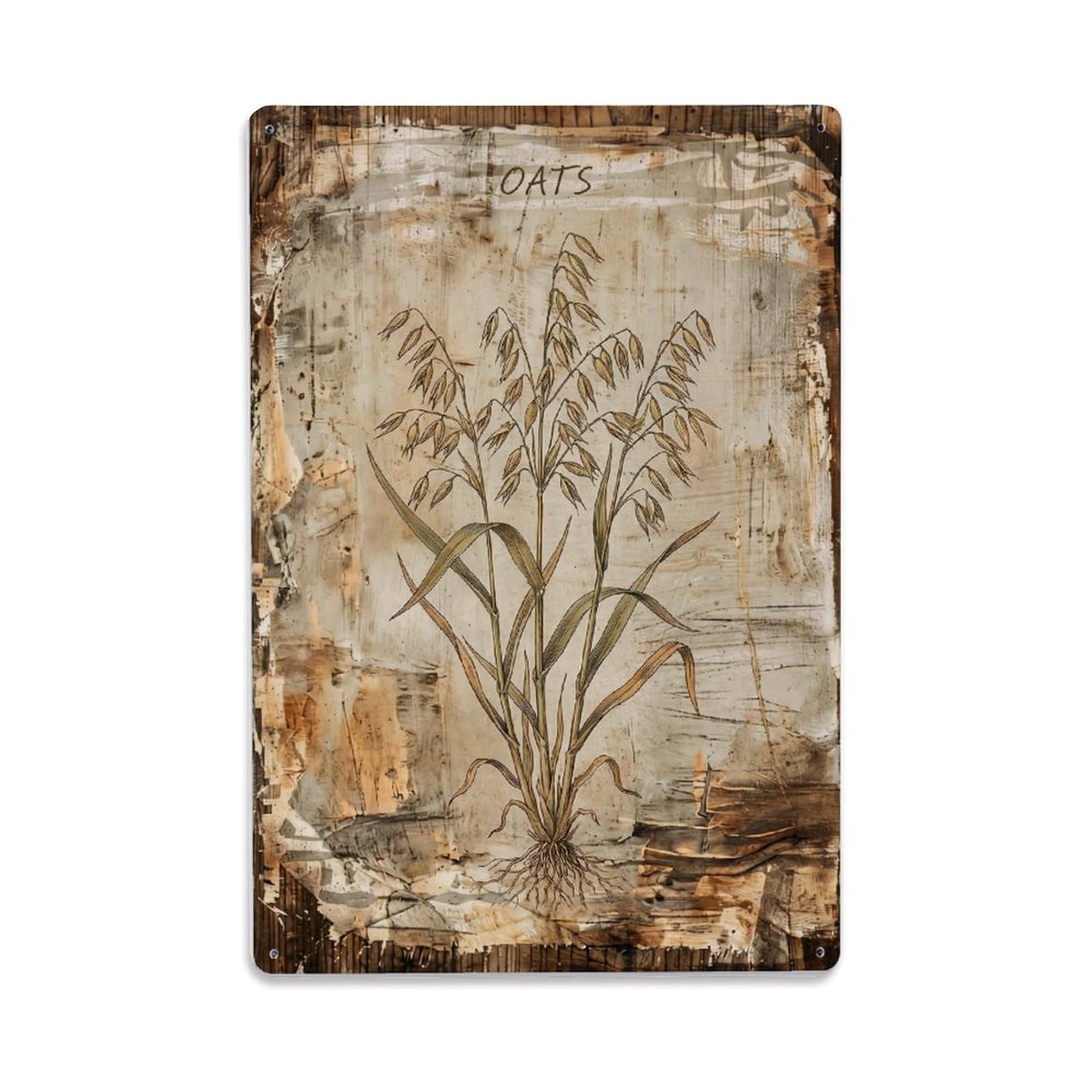 Oats Botanical Vintage Metal Tin Sign Plaque Wall Decor for Cafe, Club, Garden Metal Poster 8x12Inch