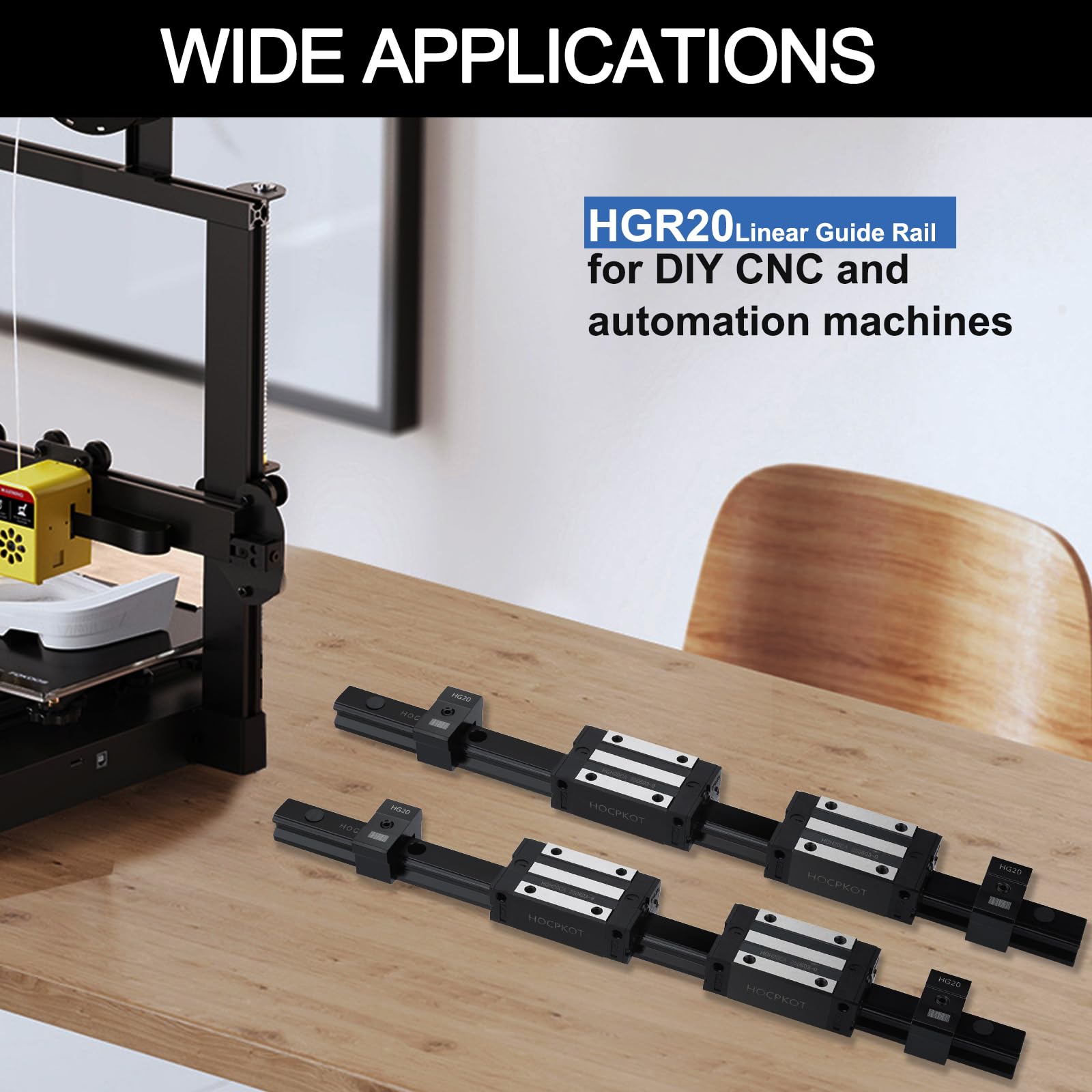 250mm / 9.84 inch HGR20 Linear Guide kit,2pcs 250mm hgr20 Linear Rail with 4pcs HGH20CA Carriage Block and End Stop Block — Amazon image 7