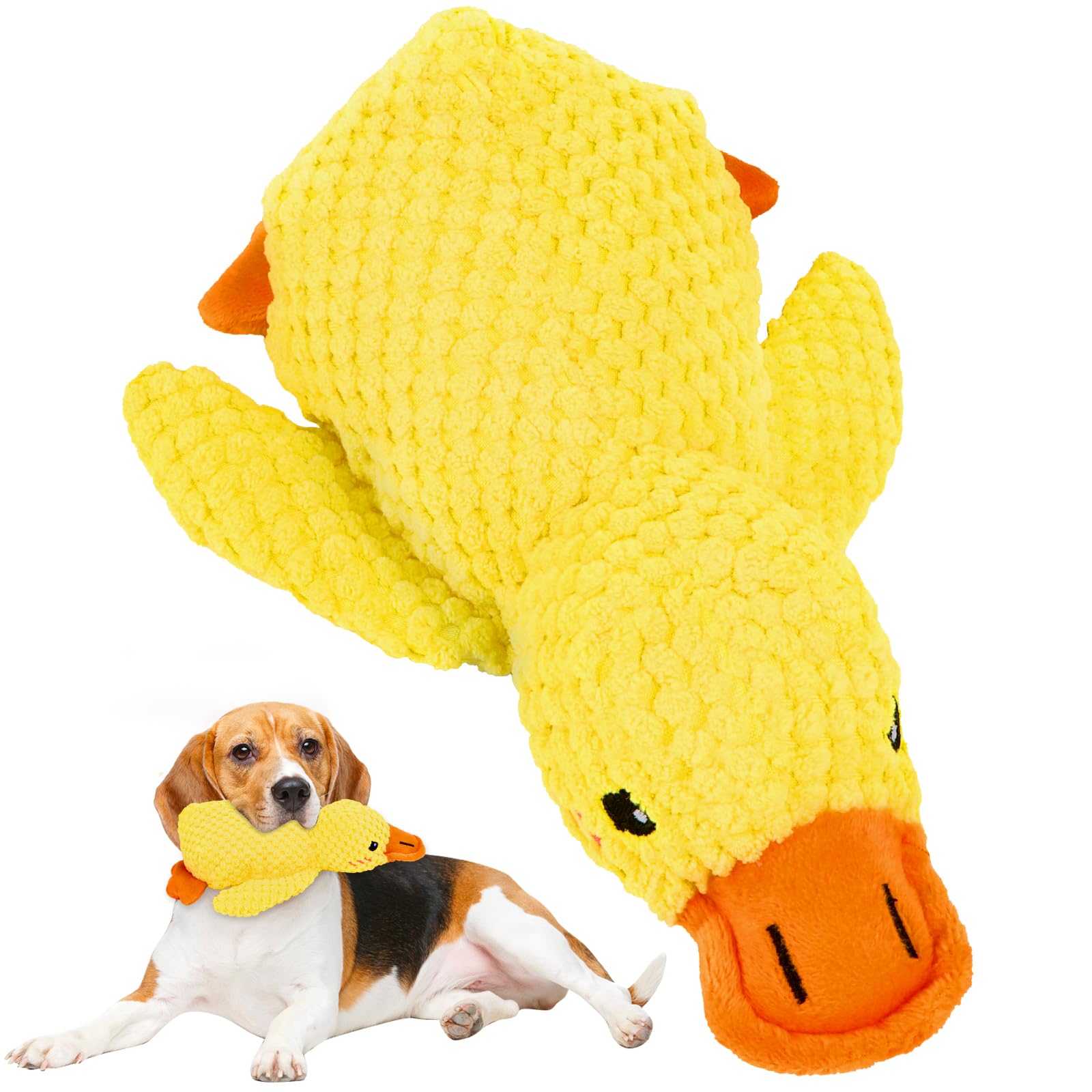 Bohrma Anti-stress Duck Dog, Chew Toy for Dogs for Aggressive Chewers, Anti-Stress Duck, Yellow Squeaky Toy, Interactive Toy for Dogs, Pet Plush Chew Toy for Dogs, Quiet