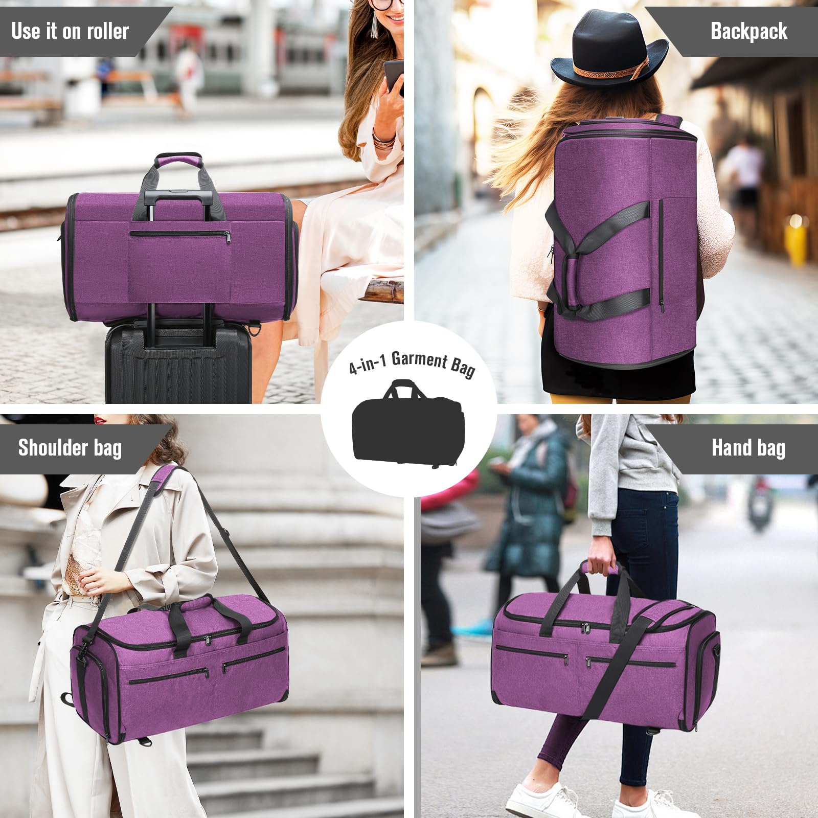 Bukere - Business Travel Kleidung Tragetasche, wandelbare Reisetasche mit Schuhfach, wasserabweisend, 2-in-1 Wochenend-Anzugtasche für Herren u