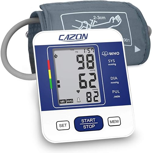 Blood Pressure Monitors Large Cuff Blood Pressure Machine BP Monitor Upper Arm BP Cuff for Home Use Heart Rate Hypertension Monitor, Cuff 22-40cm LCD Display (Blue)