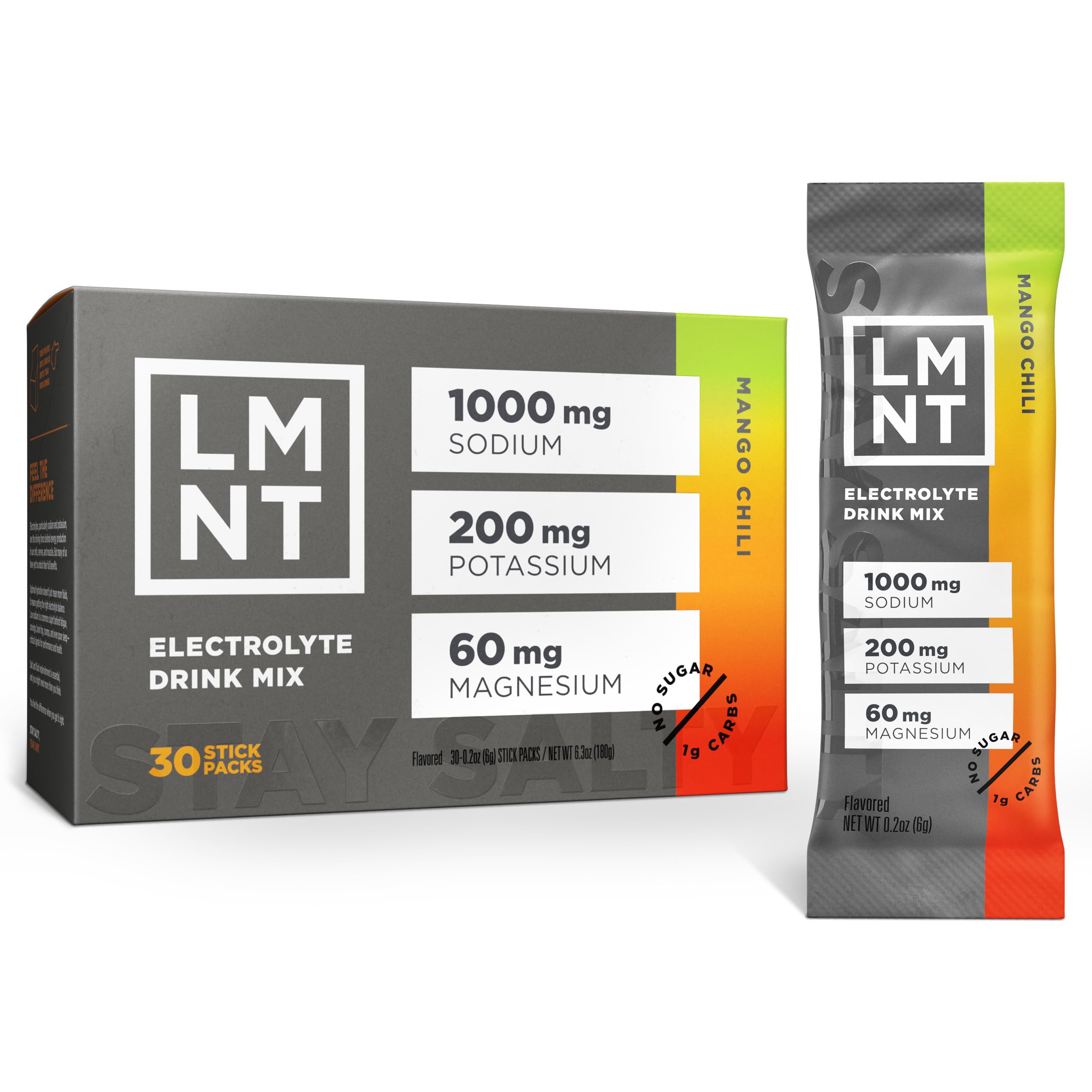 Drink LMNT Keto Electrolyte Powder Packets | Paleo Hydration Powder | No Sugar, No Artificial Ingredients | Mango Chili | 30 Stick Packs