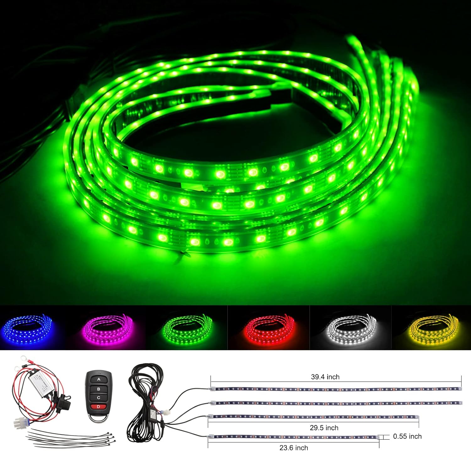 Roykaw Golf Cart Underglow Accent Neon Lighting Kit Standard Million Color LED for EZGO/Club Car/Yamaha Models, Water Resistant Flexible Tubes and Remote Control/APP Control