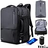 KINGSLONG Business Backpack, Backpack, Expandable 25-55L, with Vacuum Compression Bag, Vacuum Pump Included, Multi-layer Storage, Multi-pocket, Waterproof, Stylish, 4-way, Mens Backpack, for Commute