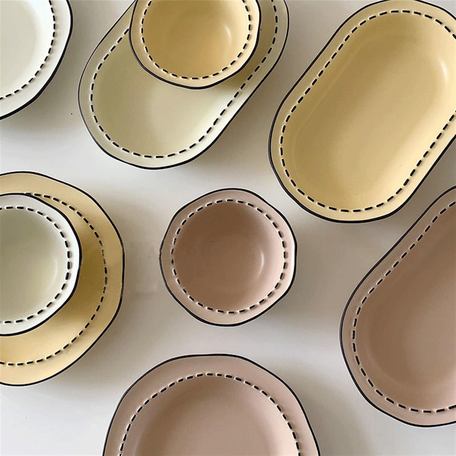 zastawa stołowa Zestaw ceramicznych zastaw stołowych Nieregularna miska do ryżu Miska na zupę Ceramiczny talerz na warzywa Paski Miski i naczynia domowe do kuchni Restauracji zestaw zastawy stołowej(P