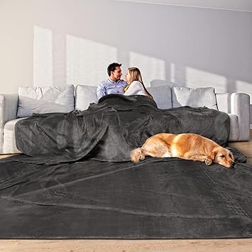 Edenleaf Oversized Blanket 120x120 Inches, Giant Huge Companion for Bed, Sofa,Travel and Camping, Extra Large Big Soft Blanket Fits The Whole Family and Outdoors, Dark Grey 10'x10'