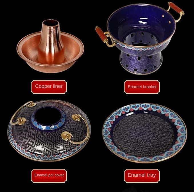 Olla de cobre esmaltada para fondue y cocina, verde, 19x22 cm miniatura 5