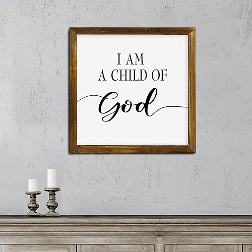 Miniatura 4 de Letrero rústico enmarcado de madera rústica con texto en inglés "I Am A Child of Gods" (Soy un hijo de Dios), placa clásica para colgar en la pared