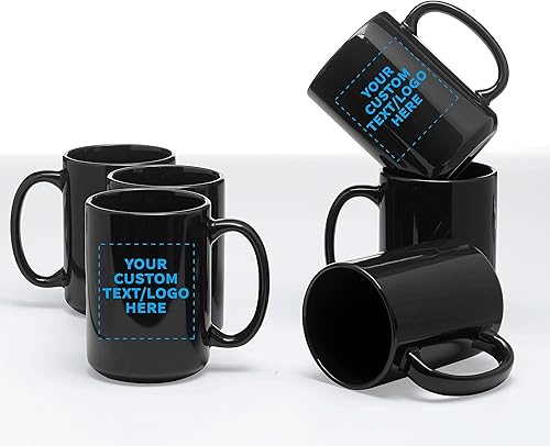 Miniatura 6 de DISCOUNT PROMOS Juego de 100 tazas de café de cerámica grandes personalizadas de 15 onzas, paquete personalizado a granel, perfectas para café, té