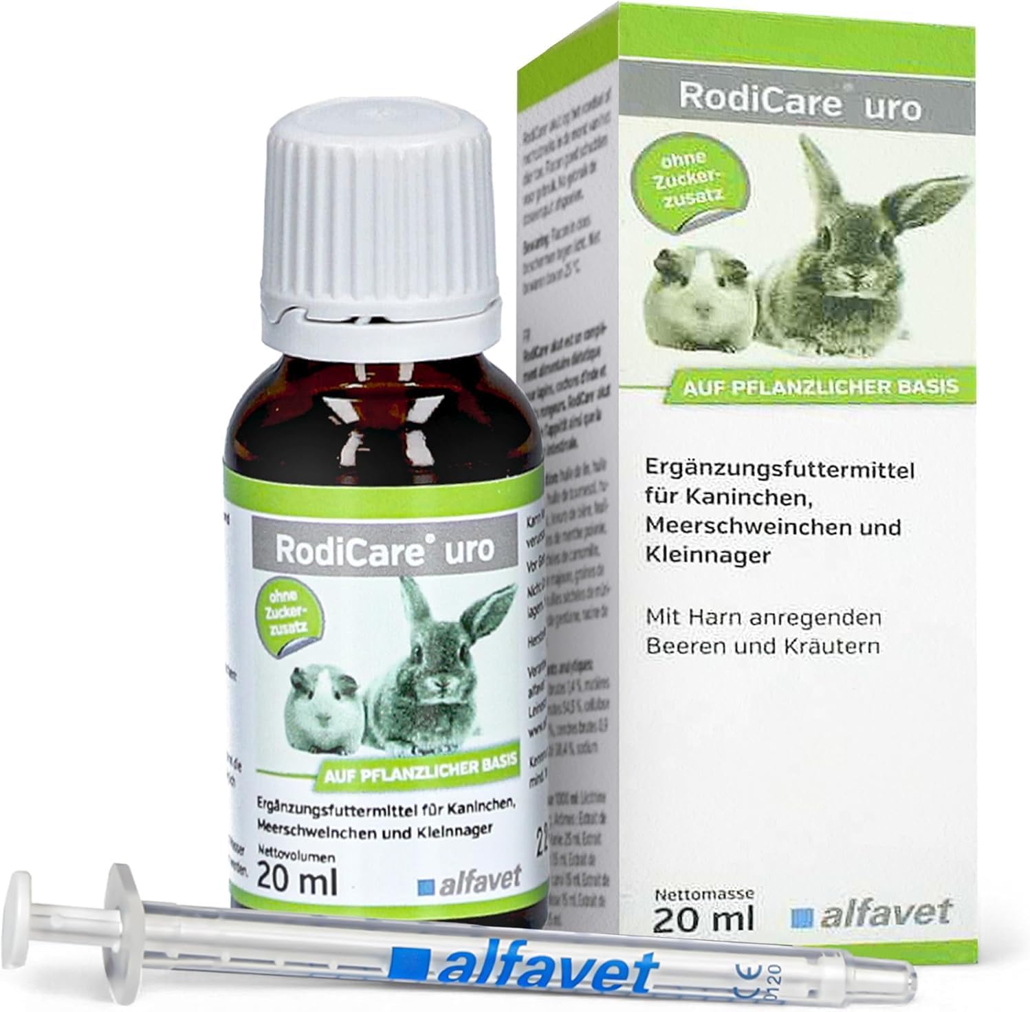 alfavet RodiCare Uro for Rabbits, Guinea Pigs & Small Rodents (20 ml) – Urinary Tract Support Supplement – Liquid Formula with Herbal Extracts – with Dosing Syringe