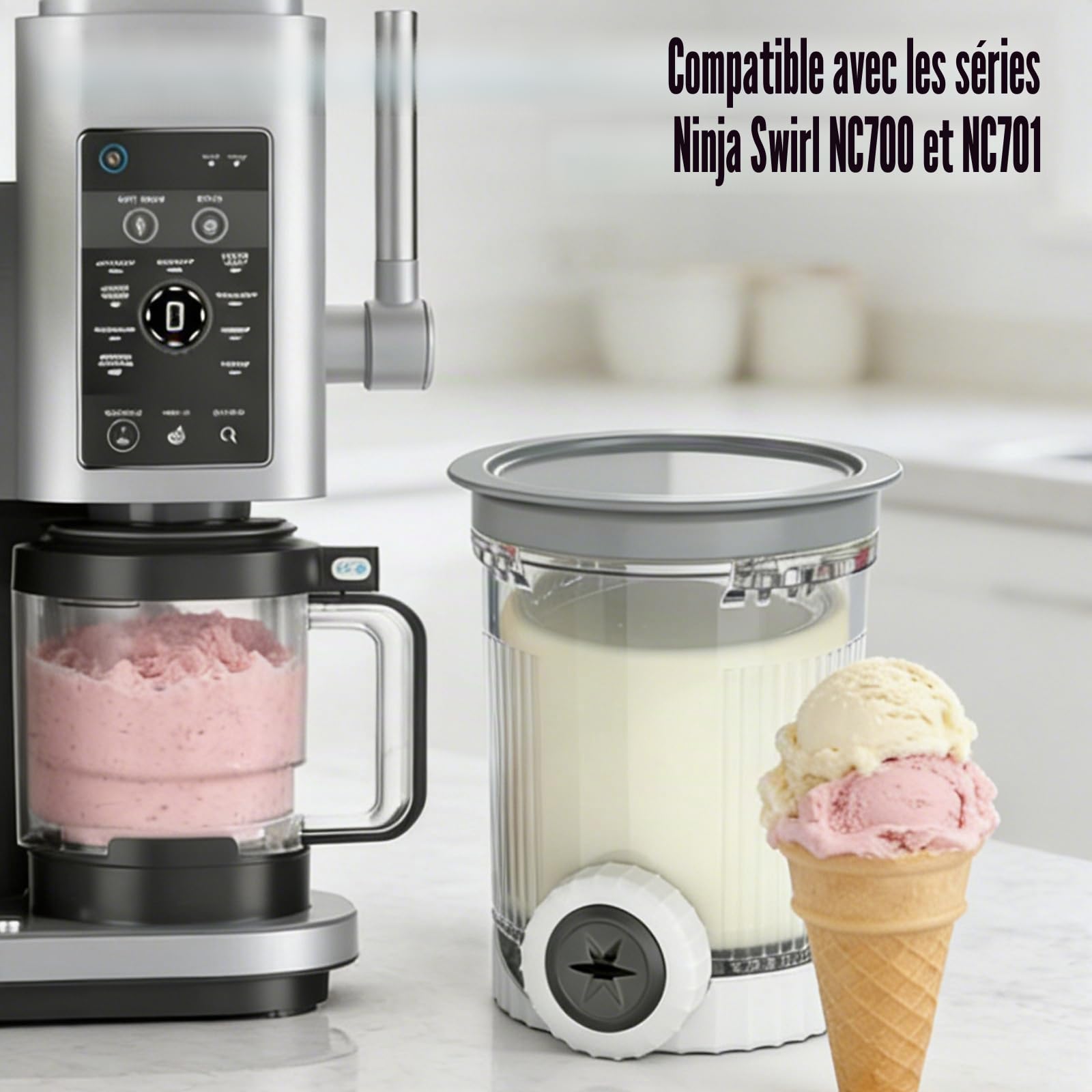 4 Pièces Bacs A Crème Glacée NinjaS,Récipients A Crème Glacée De Rechange,Pots Compatibles Avec Ninja,Récipient Pour Ninja Pour Sorbetières Et Desserts Glacés,Sans BPA, Compatible Lave-Vaisselle