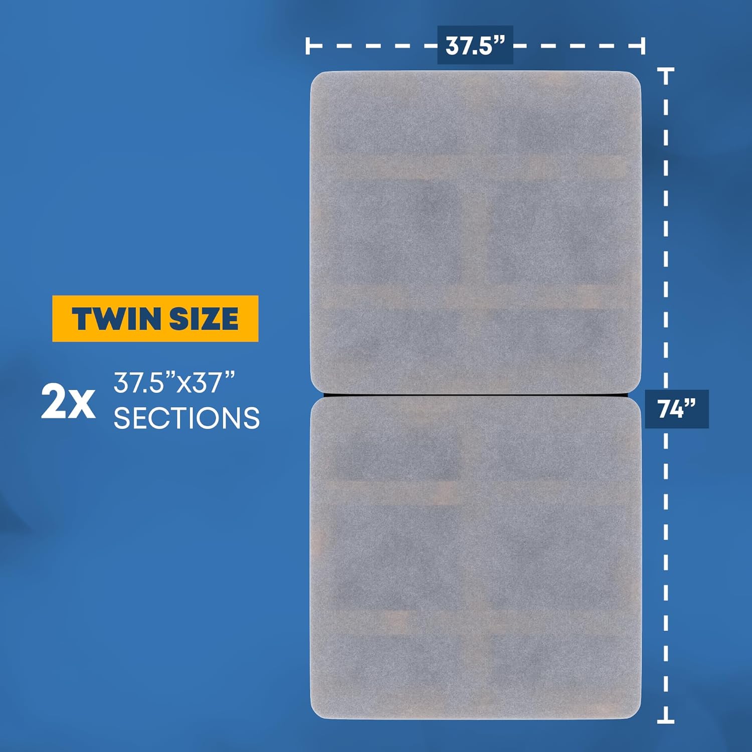 Treaton, Premium 38mm Split Wood Bunkie Board Twin Size Bed - 2-Piece Under Mattress Support Board, Fully Assembled, Fabric Ventilation Cover - Replaces Wooden Slats or Box Spring for Bed Frames