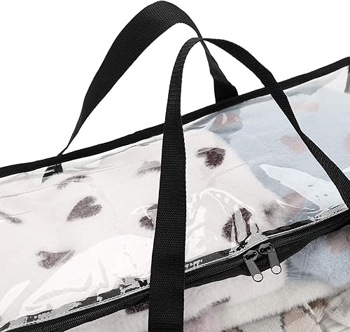 Vista 4 de Fasmov Paquete de 4 bolsas de almacenamiento transparentes con asa reforzada, organizador de armario, bolsa de vinilo para ropa de cama, mantas