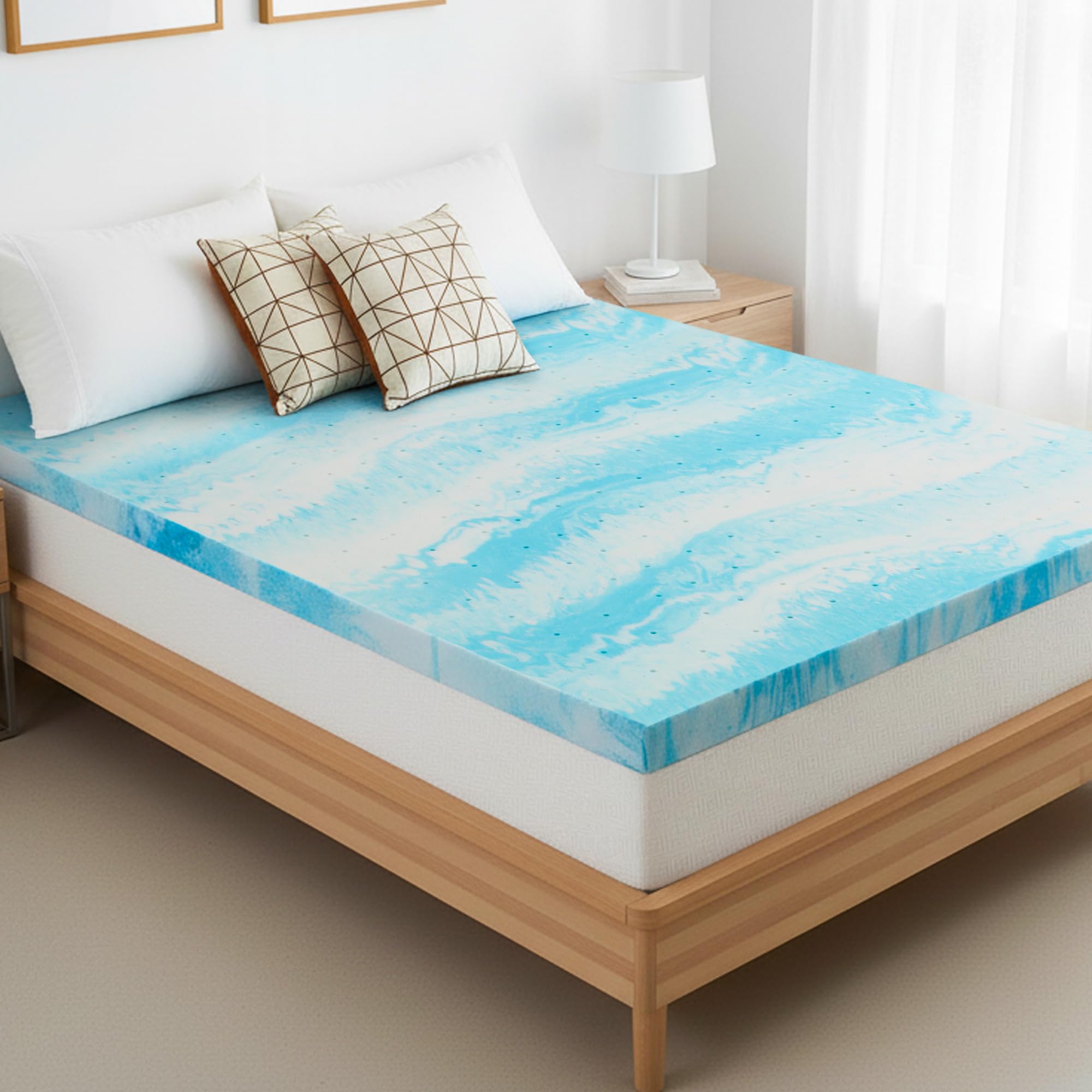 Memory Foam Mattress Topper Queen - 2 Inch Gel Infused Bed Toppers, Pressure Relief Mattress Pad, CertiPUR-US Certified