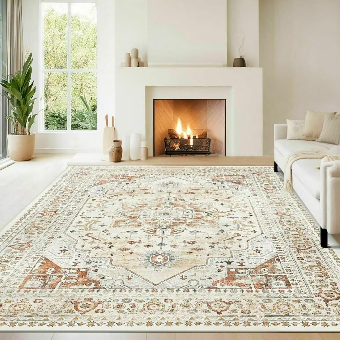 Tapis anti-poussière pour salon chaleureux à motif classique et doux