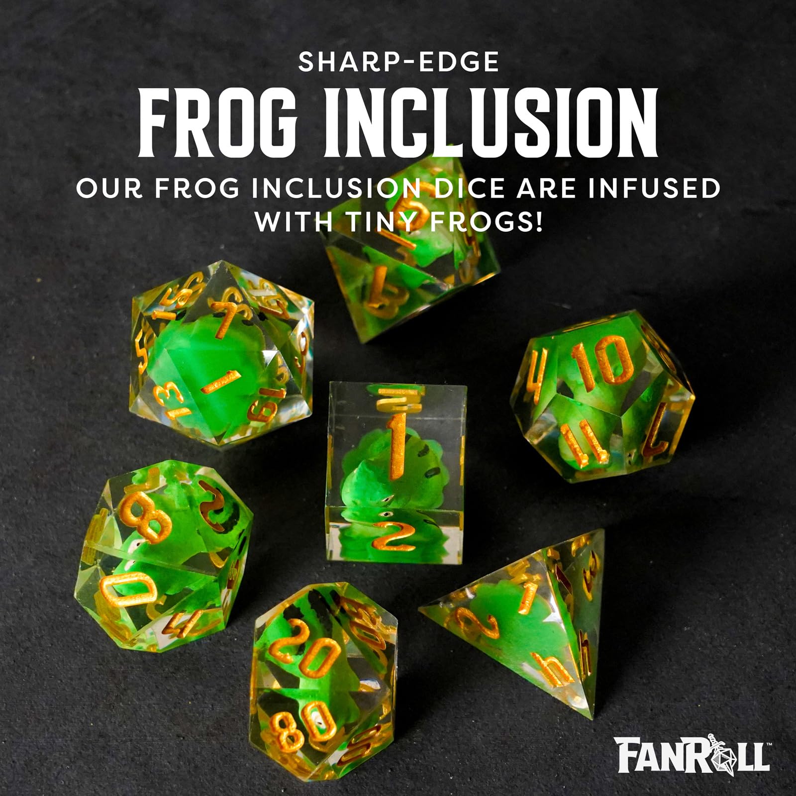 FanRoll Jeu de dés polyédriques en résine de 16 mm capturés par le givre – Dés Donjons et Dragons D&D DND TTRPG – Comprend 7 dés – D4 D6 D8 D10 D12 FanRoll Jeu de dés polyédriques en résine de 16 mm capturés par le givre – Dés Donjons et Dragons D&D DND TTRPG – Comprend 7 dés – D4 D6 D8 D10 D12